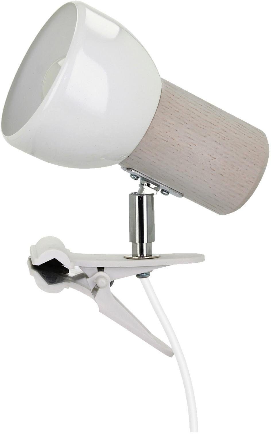 SPOT Light Klemmleuchte SVENDA, ohne Leuchtmittel, Naturprodukt aus massiver Eiche, mit beweglichem Kopf