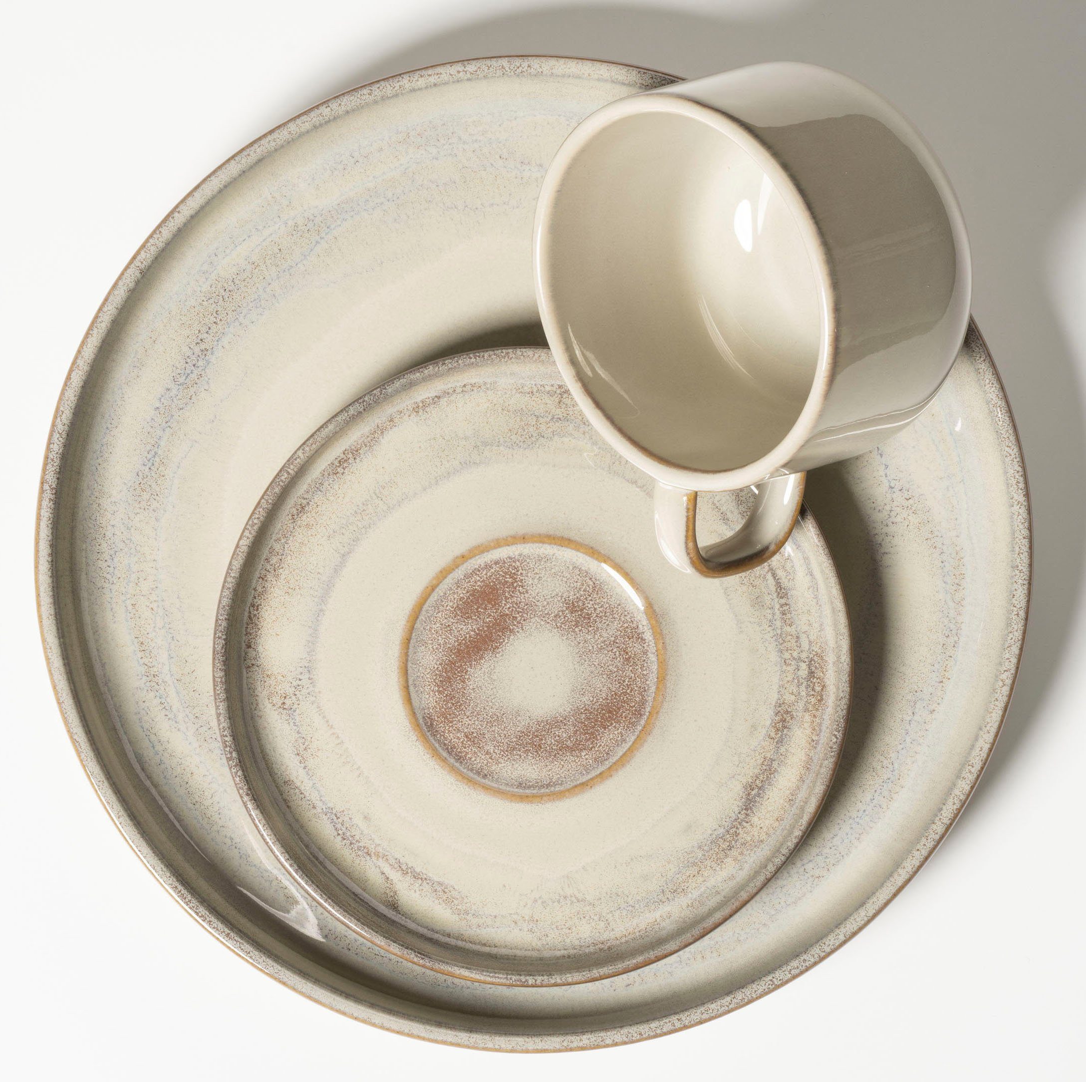Gipfelstück Kaffeeservice Nebelwald (12-tlg), 4 Personen, Steinzeug, Scandi-Style, jedes Stück ein Unikat, 12 Teile, für 4 Personen