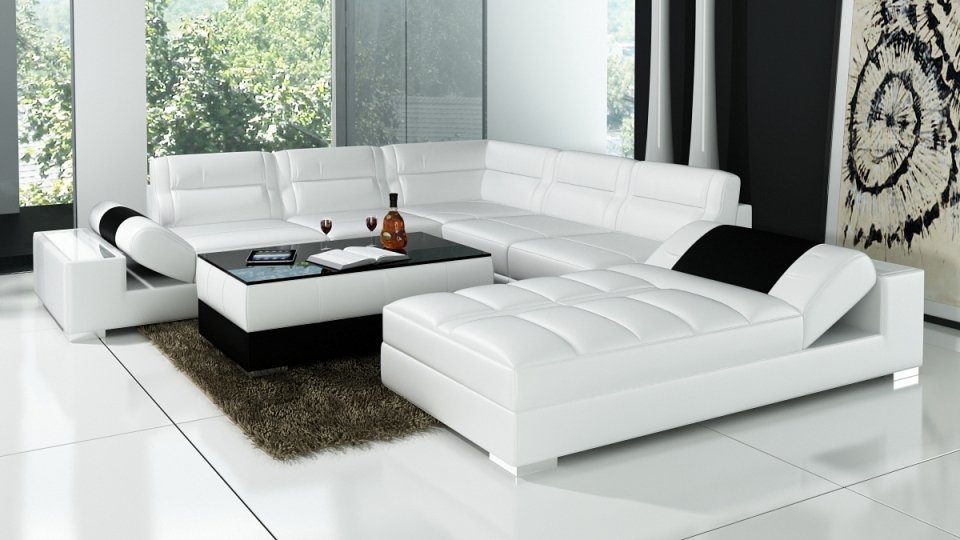 JVmoebel Wohnlandschaft Sofa Ledersofa Couch Ecksofa Ecksofa, Modern Sofa Design