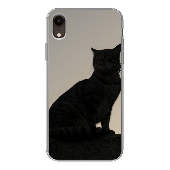 MuchoWow Handyhülle Katze - Dunkelheit - Zaun Handyhülle Apple iPhone XR Smartphone-Bumper Print Handy