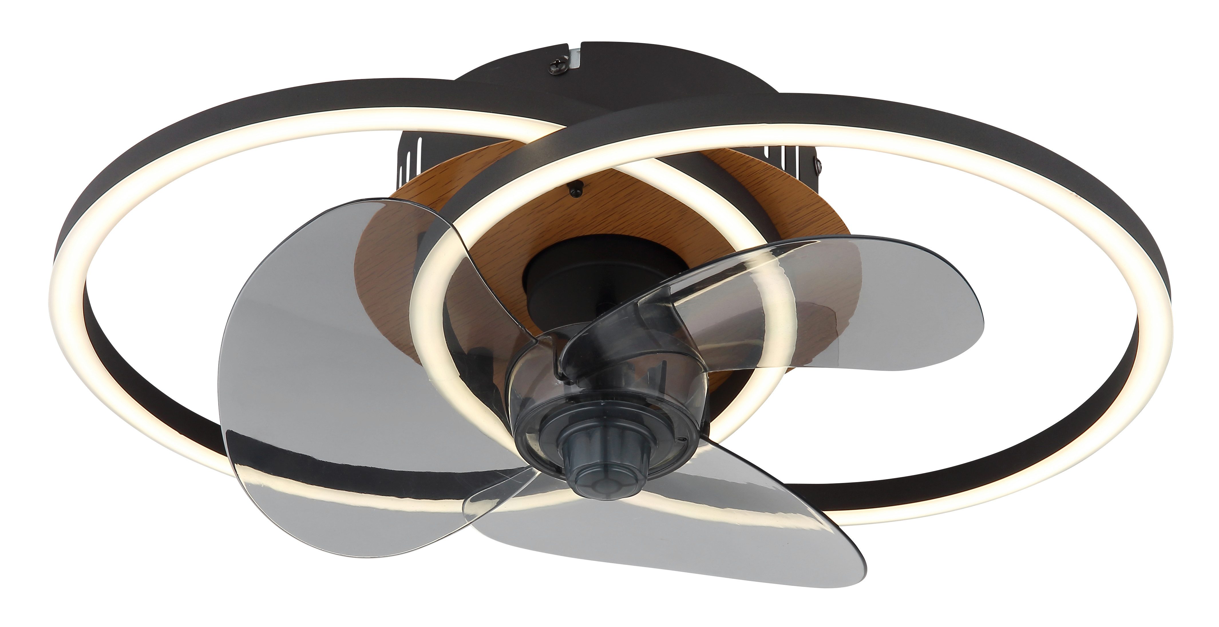 GLOBO LIGHTING Deckenleuchte KAREN Deckenventilator Metall schwarz matt, CCT - über Fernbedienung, Dimmfunktion, Farbsteuerung, Memory, nach Trennung vom Netz, Memoryfunktion, Timerfunktion, Ventilatorfunktion, dimmbar über Fernbedienung, LED fest integriert, LED, Kaltweiß, Neutralweiß, Warmweiß, Deckenlampe, Ventilator