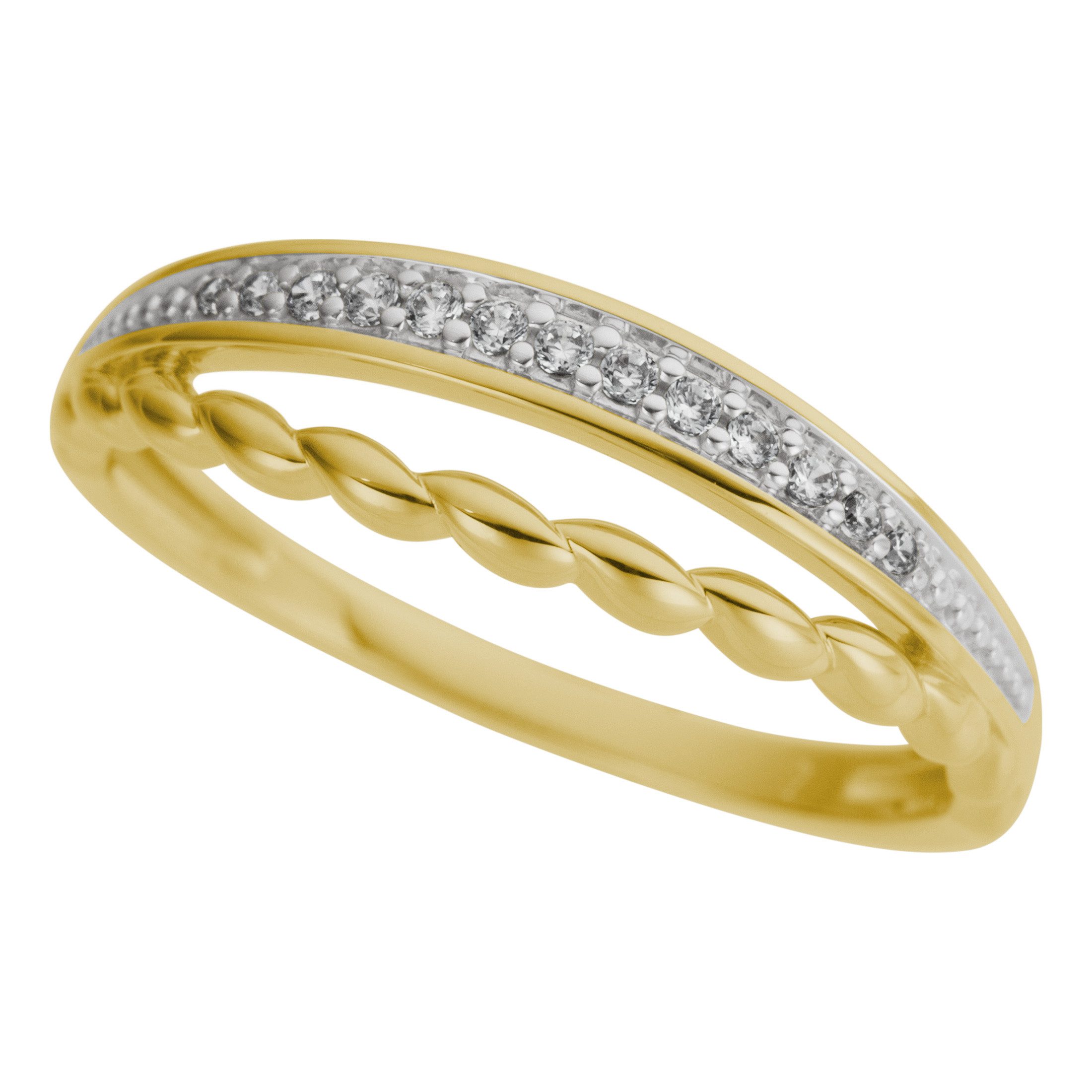 Firetti Fingerring Schmuck Geschenk Gold 333 Damenring Goldring Kreis rund bicolor, mit Brillanten