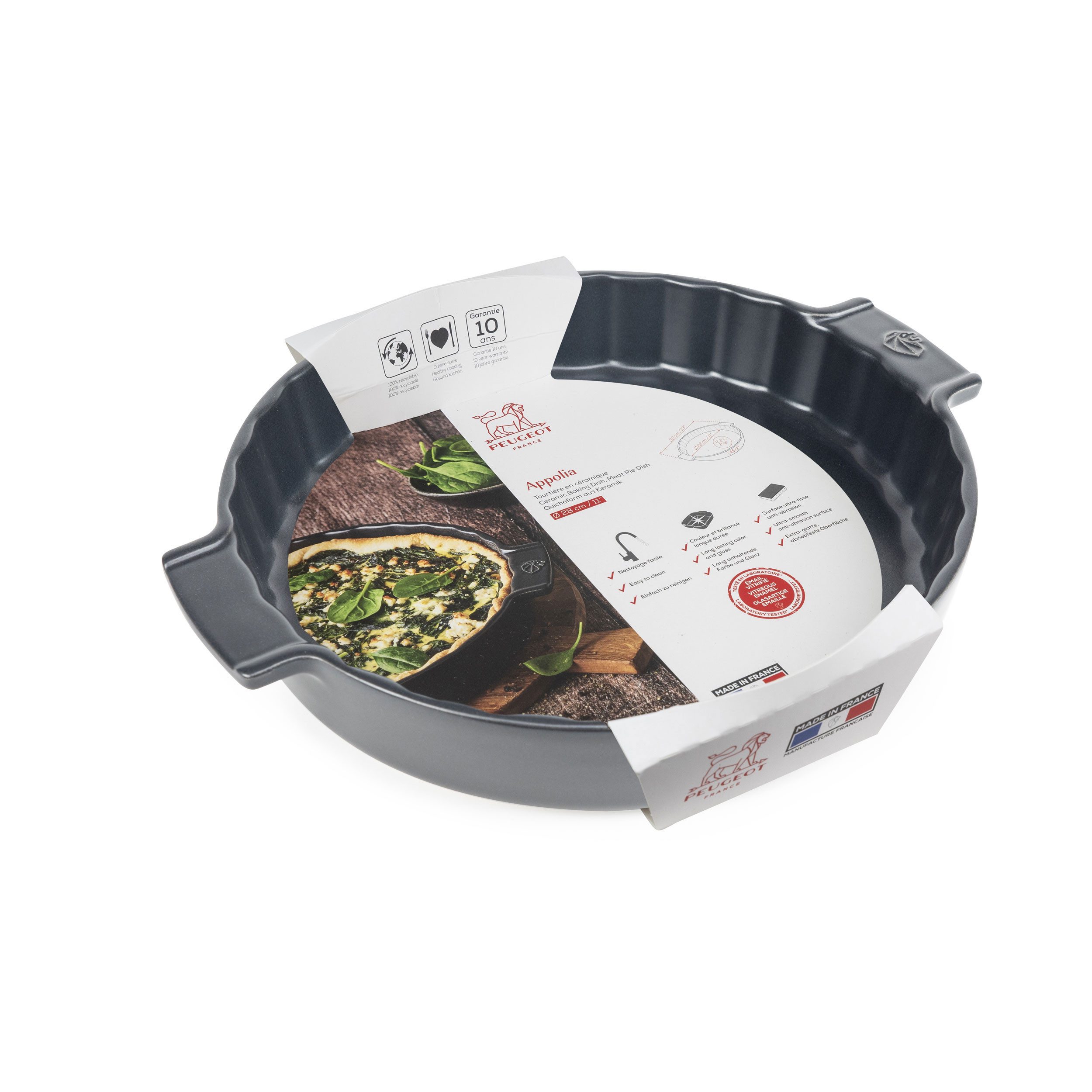 PEUGEOT Quicheform APPOLIA Keramik 30cm Schiefergrau Torteform Spülmaschinenfest