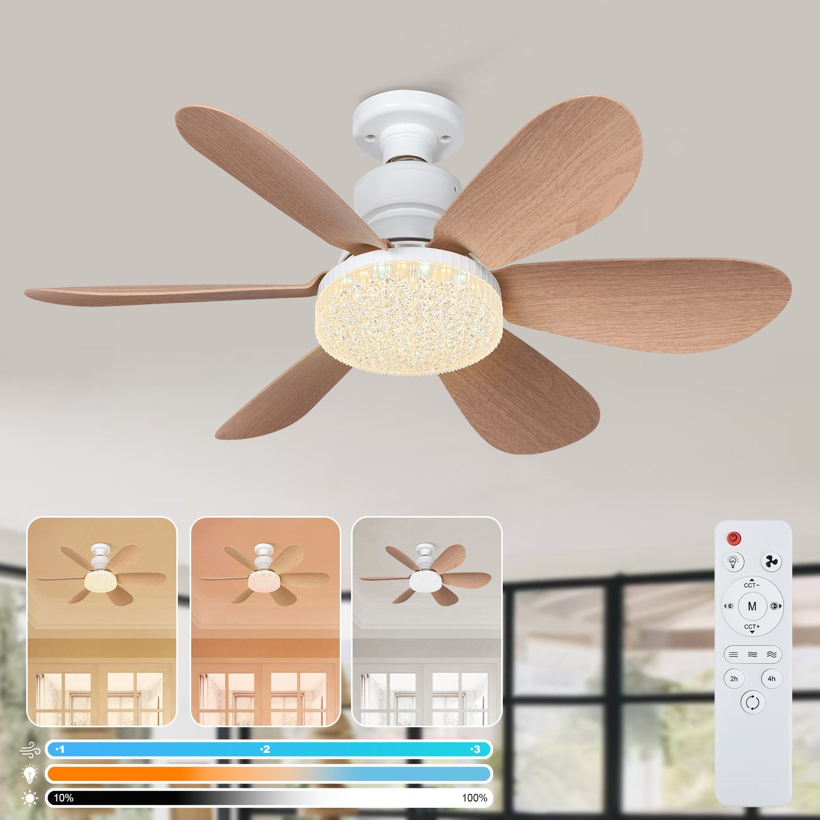 Jibenhome Deckenventilator LED Deckenleuchte Dimmbare mit günstig online kaufen
