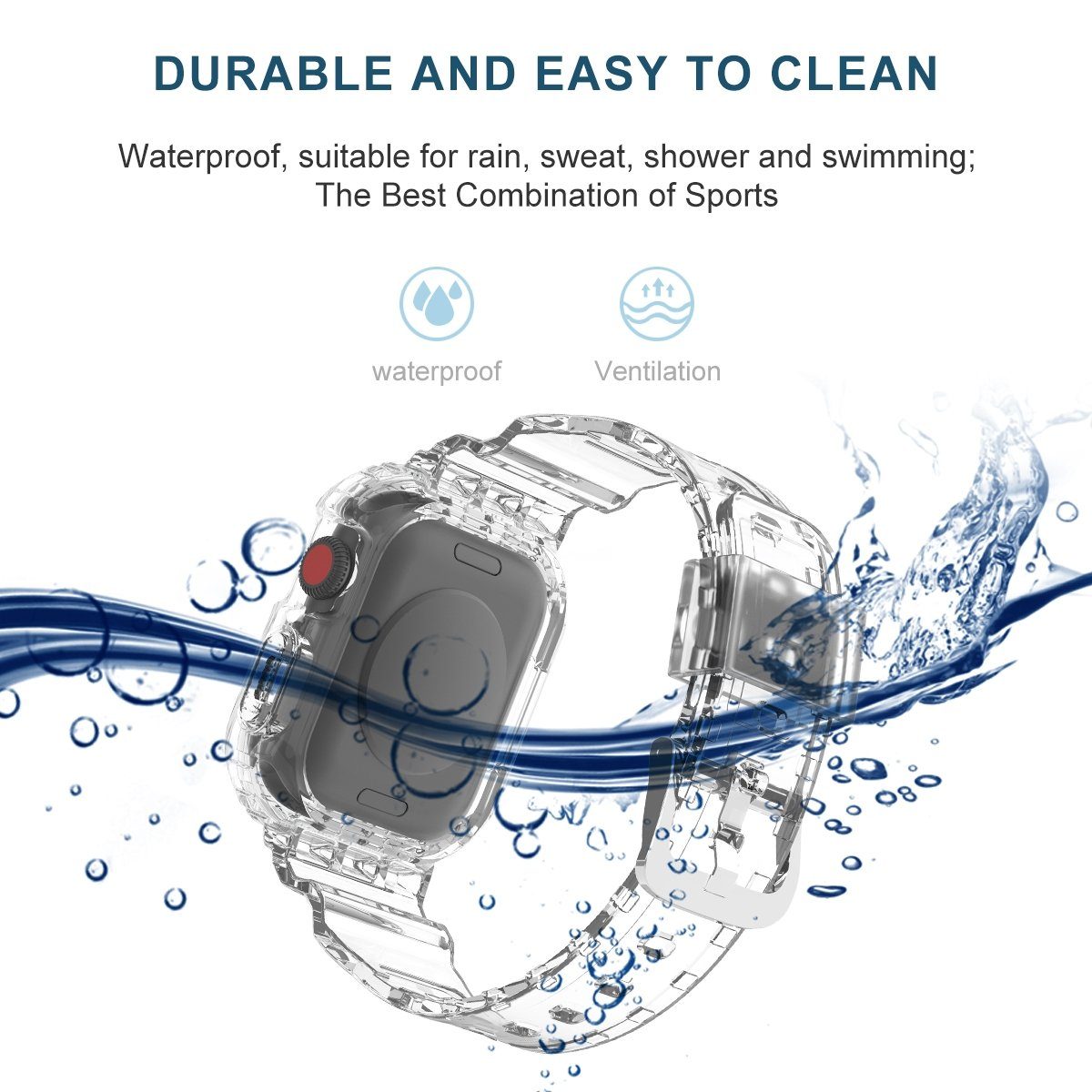 Wigento Smartwatch-Armband Für Apple Watch Ultra 1 + 2 49mm Armband mit GehäuseSchutz Transparent