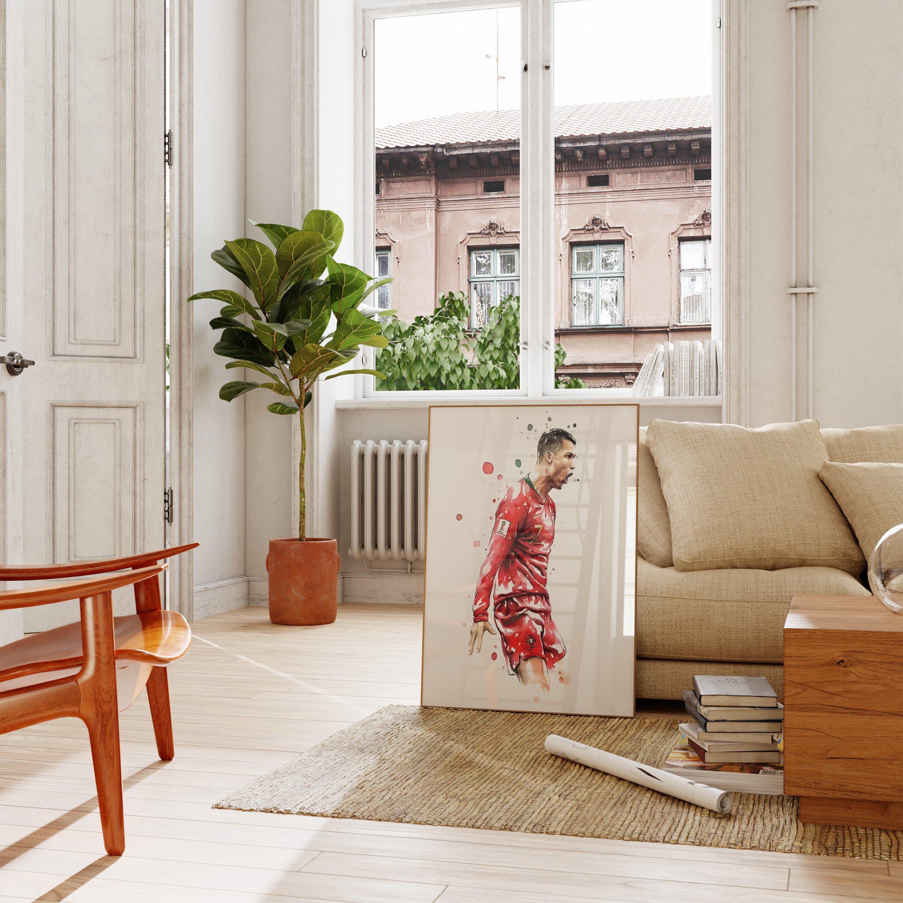 JUSTGOODMOOD Poster Premium ® Christiano Ronaldo Poster · Wasserfarben · ohne Rahmen – Bild 3 von 5