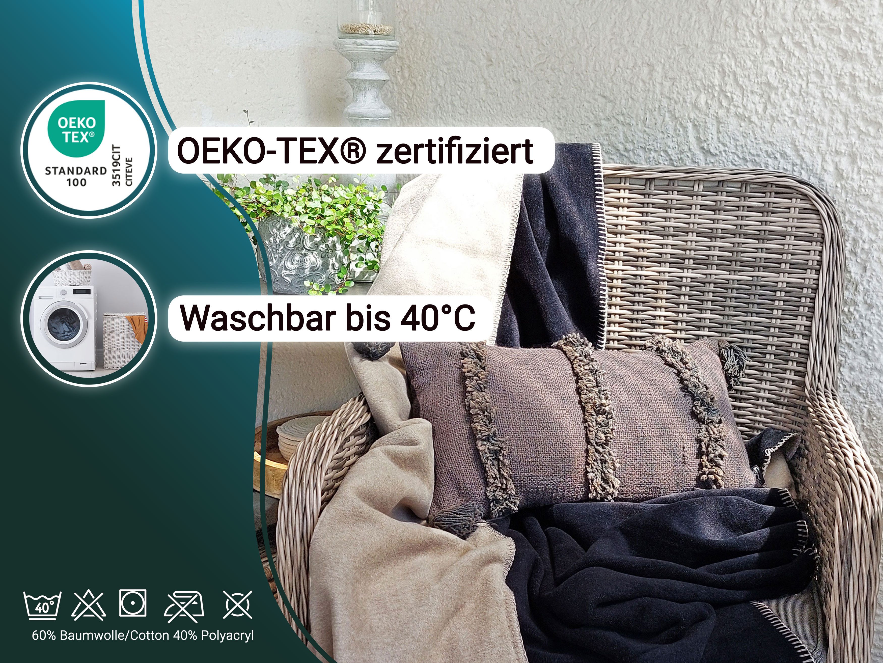 Wohndecke, ZOLLNER, Wendeoptik, 150 x 200 günstig online kaufen