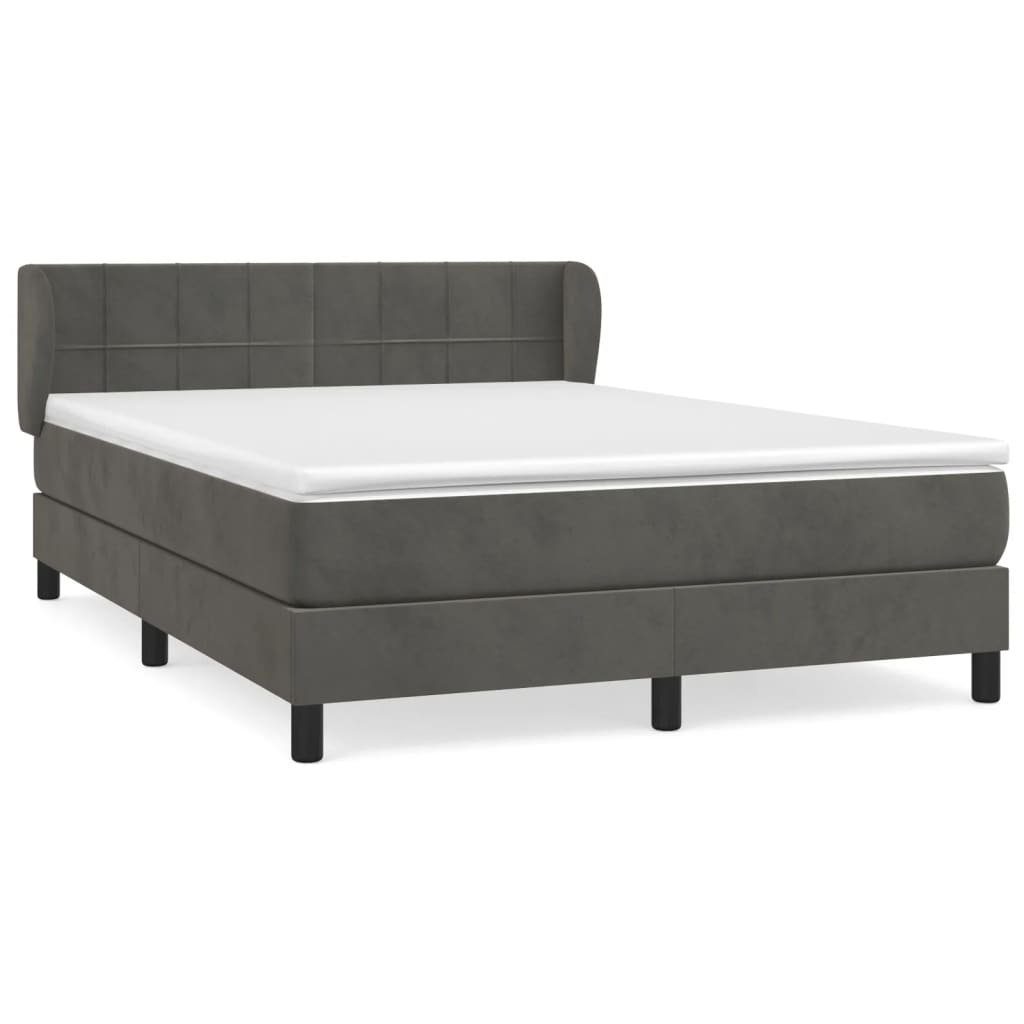Boxspringbett 140 x 200 cm Boxspringbett mit Matratze Dunkelgrau 140x200 cm Samt Bet