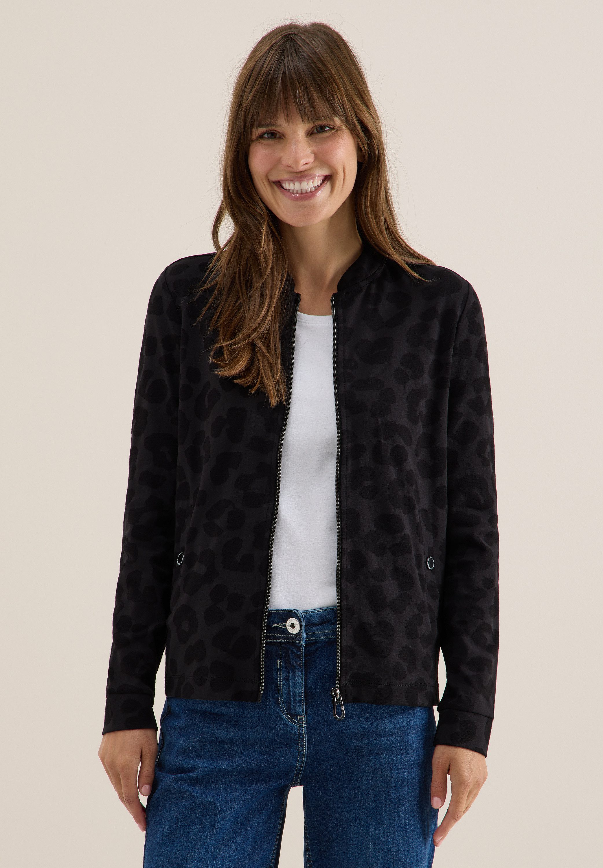 CECIL Jacquardstrickjacke mit Leomuster günstig online kaufen