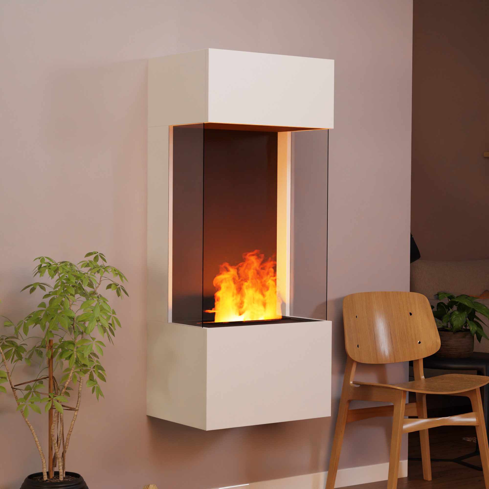 GLOW FIRE Elektrokamin OGF 4 Wasserdampf Kamin, Standkamin, Elektrischer Kamin, Wasserdampfkamin mit 3D Feuer und Knisterfunktion