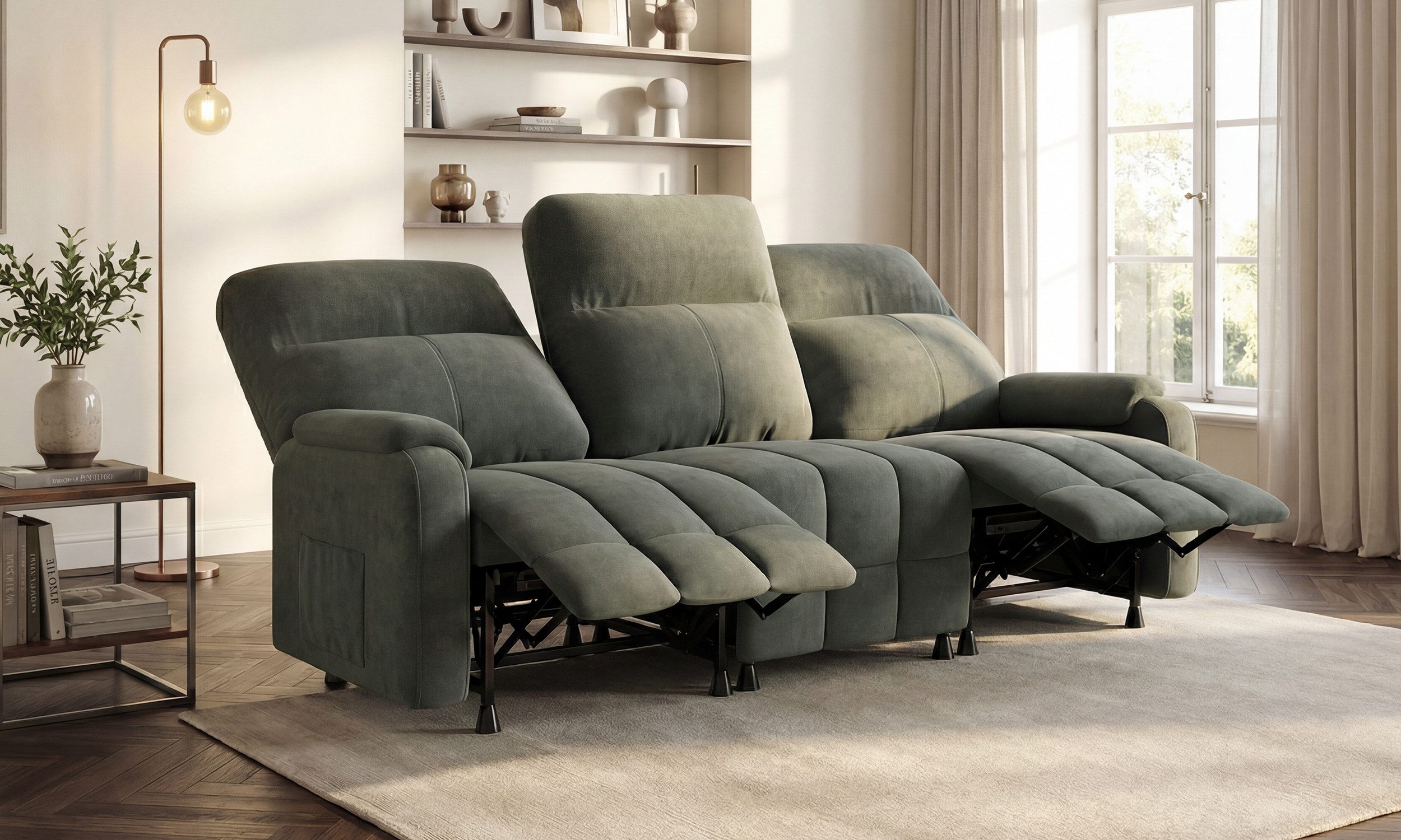 GUNJI Sofa 3-Sitzer Funktionssofa, mit 2 Sitzen Relaxfunktionen,USB/Typ-C,Liegefunktion (105°-150),Federkern