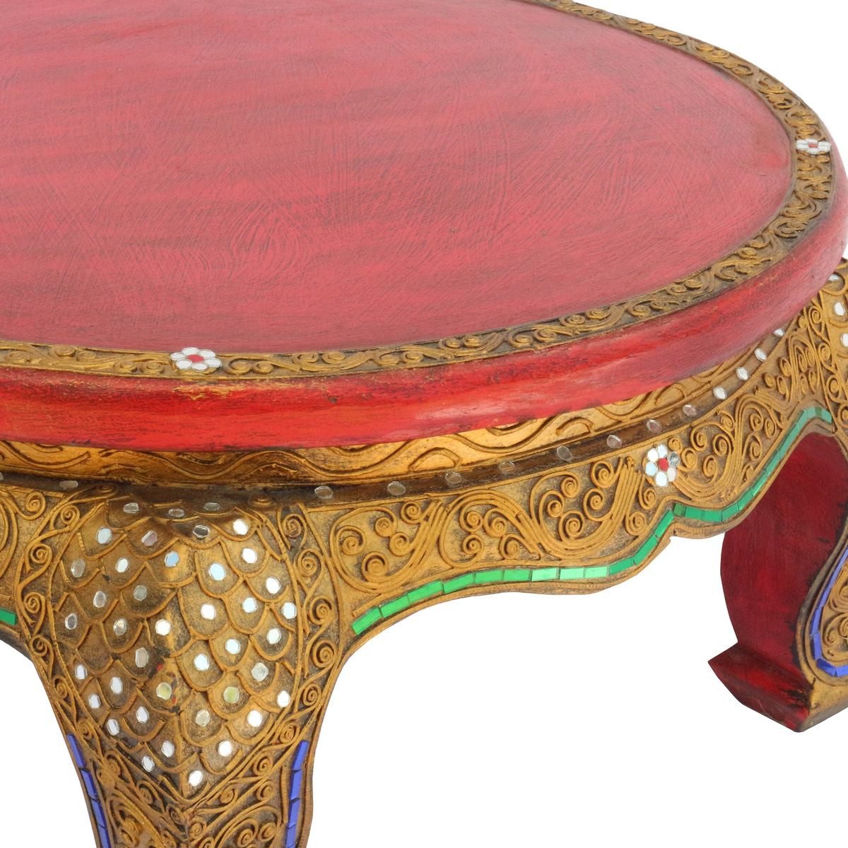 Oriental Galerie Opiumtisch Opiumtisch Rund Rot 50 cm, Asiatische Möbel, Beistelltisch, Couchtisch