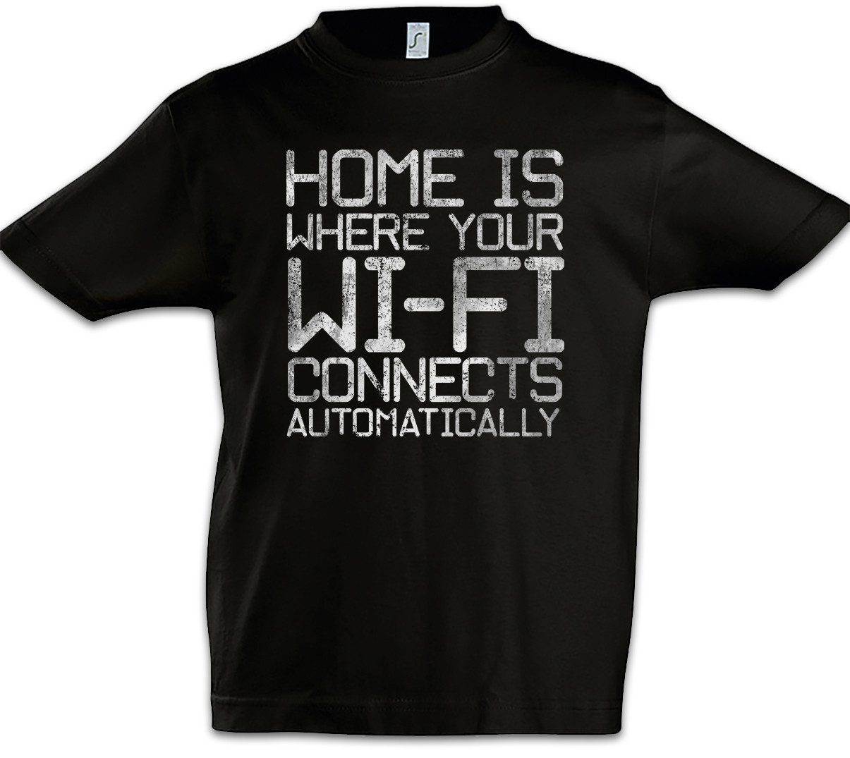 Print-Shirt Home Is Where Your Wi-Fi Kinder T-Shirt Wlan Geek Nerd PC Informatiker