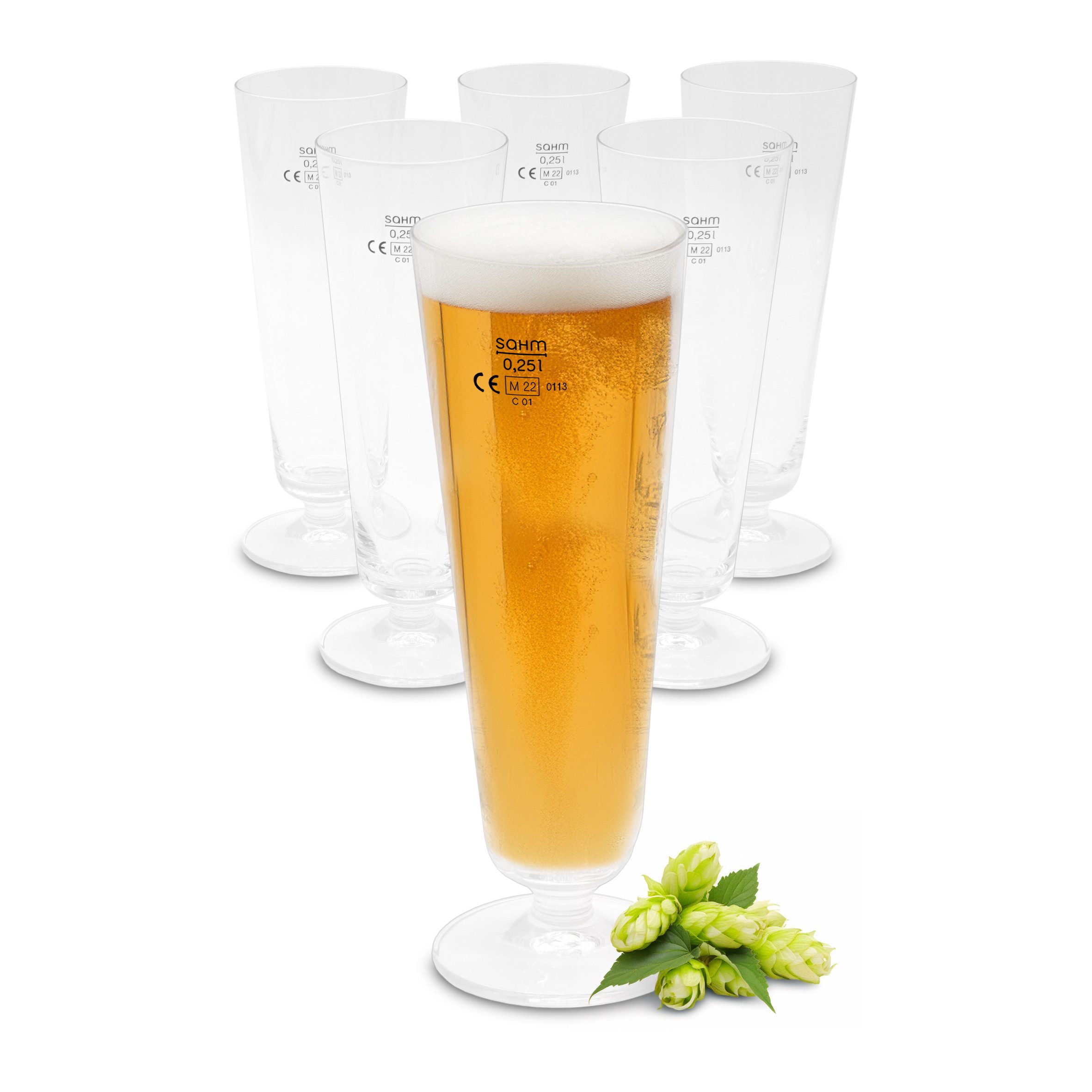 Spetebo Bierglas Bierglas 250 ml aus Klarglas - 6er Set, Glas, Bierglas 0,3 Liter spülmaschinenfest