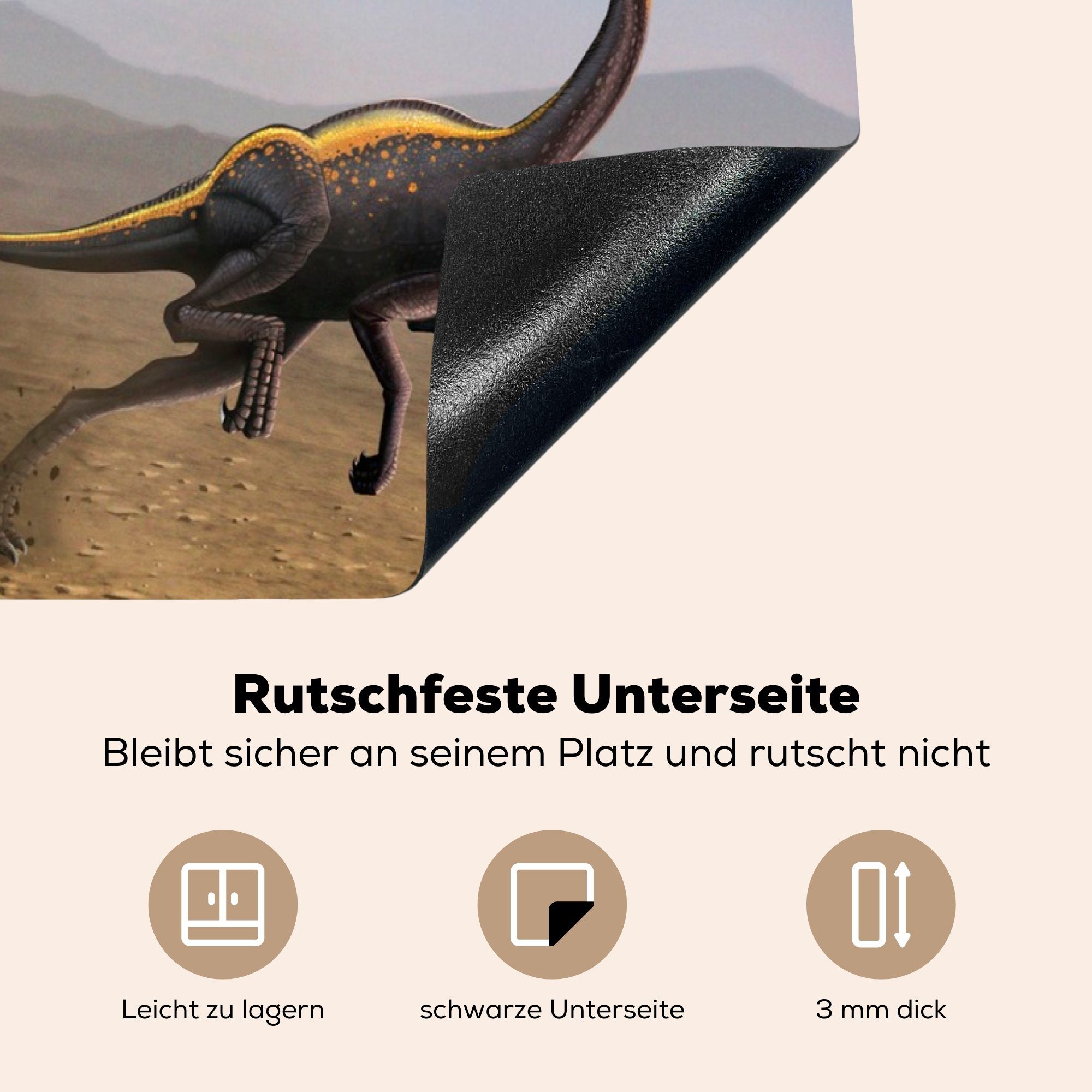 MuchoWow Herdblende-/Abdeckplatte Dino - Wildlife Ceranfeldabdeckung, - Kinder, (1 tlg), für cm, Vinyl, Kinder 77x59 Zeichnung Arbeitsplatte - küche - - Kinder