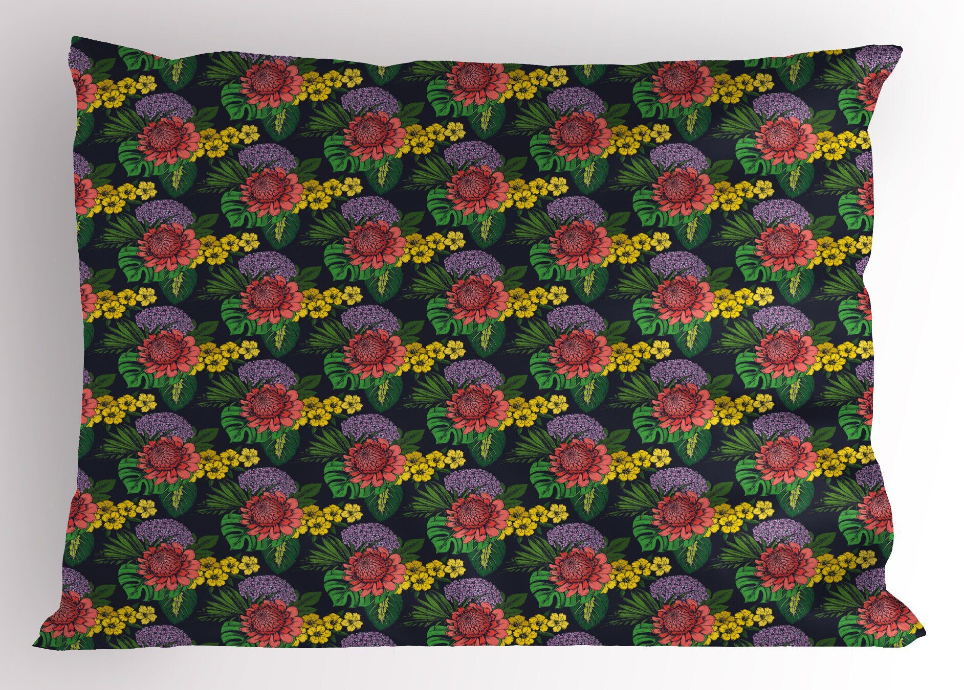 Kissenbezüge Dekorativer Standard King Size Gedruckter Kissenbezug, Abakuhaus (1 Stück), Blumen Tropisches Blatt Dschungel-Blumen