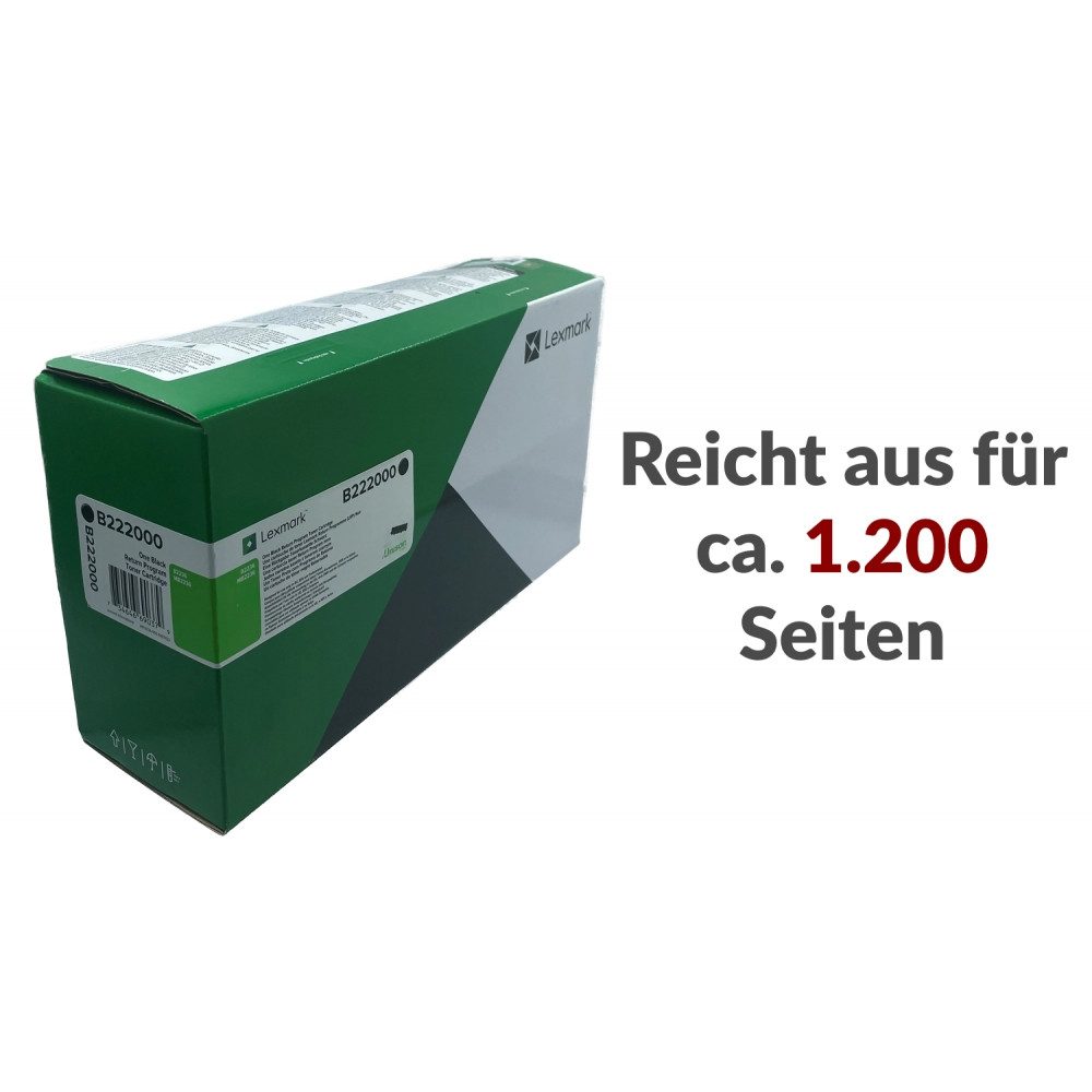 Lexmark Lexmark B222000 Rückgabe Toner (1.200S). Nachfülltinte (für Lexmark, x, Zuverlässig über die gesamte Lebensdauer)