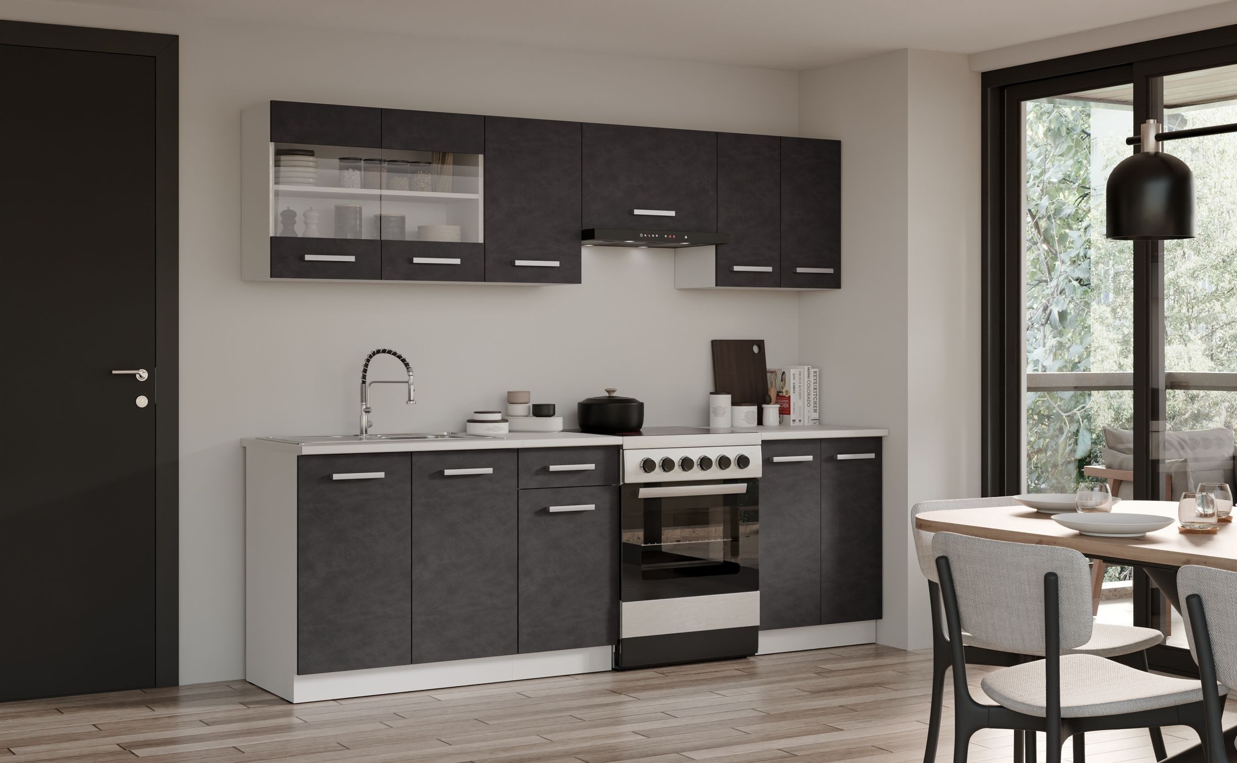 Küchen-Preisbombe Küchenzeile Küche Robby 240 cm Küchenzeile Küchenblock Si günstig online kaufen