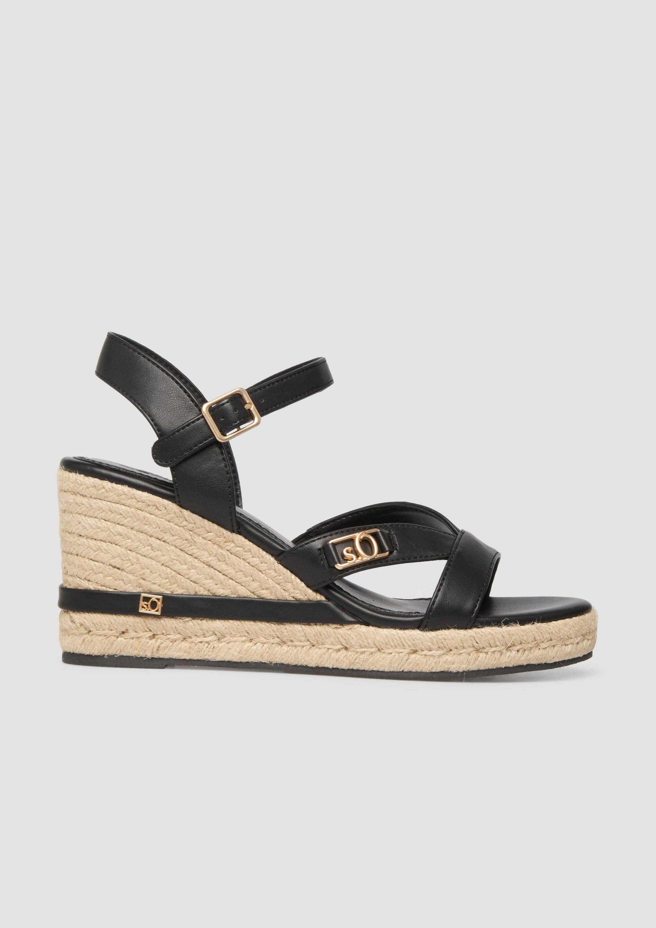 s.Oliver Sandalen Sandale Sandaletten mit Keilabsatz in Bast-Optik