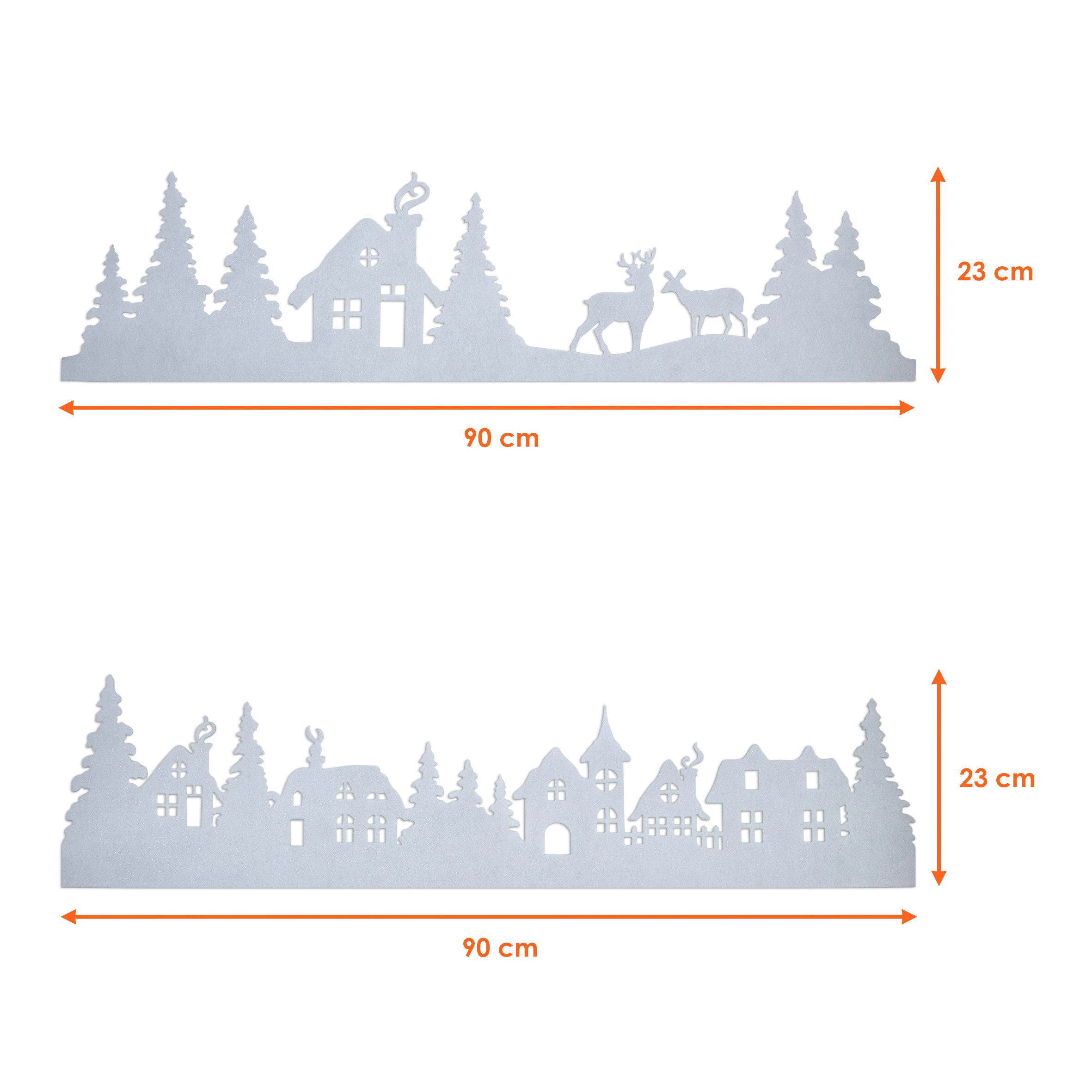 Spetebo Fensterbild Winterlandschaft aus Filz 2er Set, inklusive Klebestrei günstig online kaufen