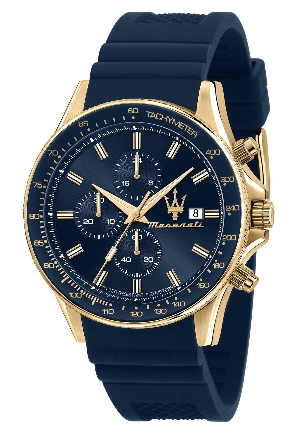 MASERATI Sfida Gold/Blau Chronograph Quarzuhr