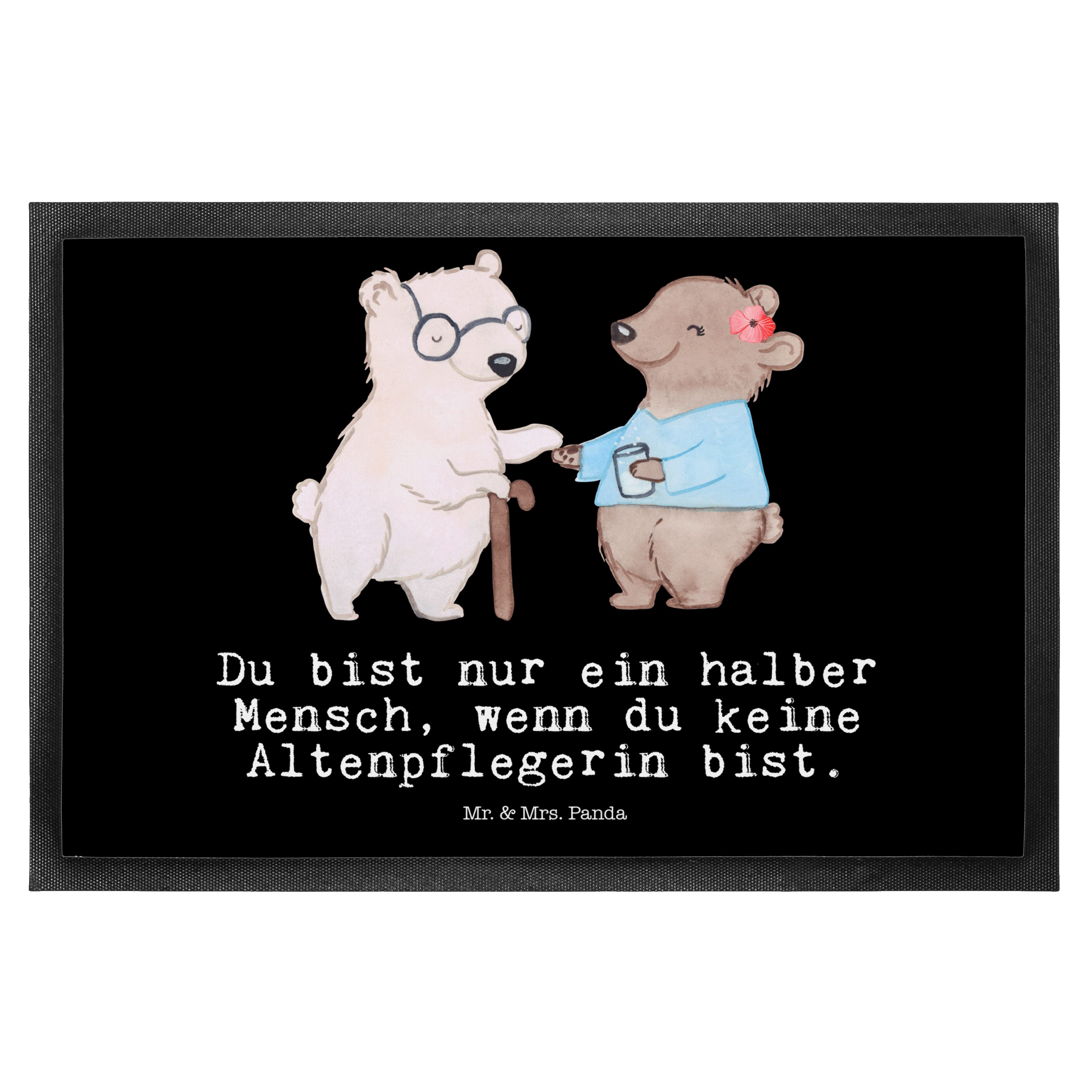Fußmatte Altenpflegerin mit Herz Schwarz Geschenk, Rente, Matte