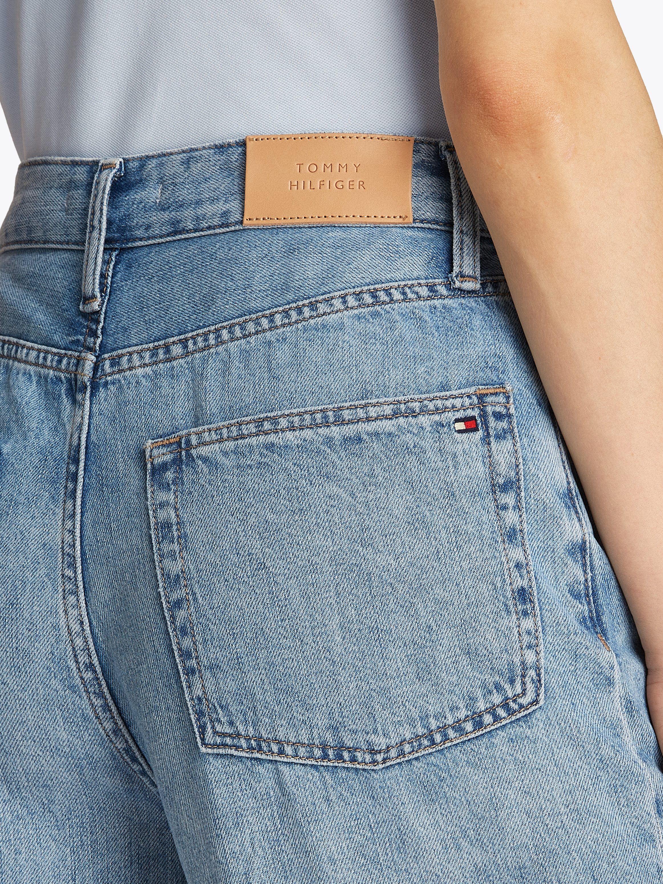 Tommy Hilfiger Weite Jeans Wide Leg High Waist mit Logo-Badge, in blauer Wa günstig online kaufen