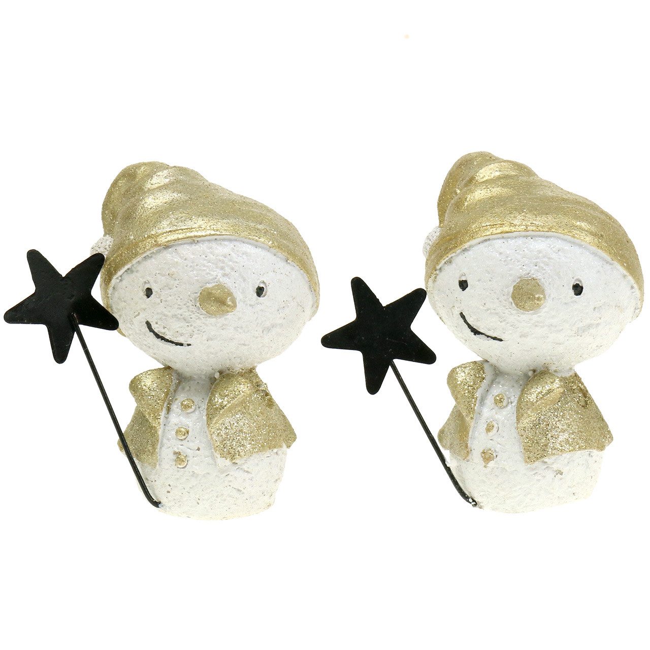 Florists Products Weihnachtsmann Winterzauber Deko Schneemann-Set weiß/gold, 7,5cm, 4 Stück