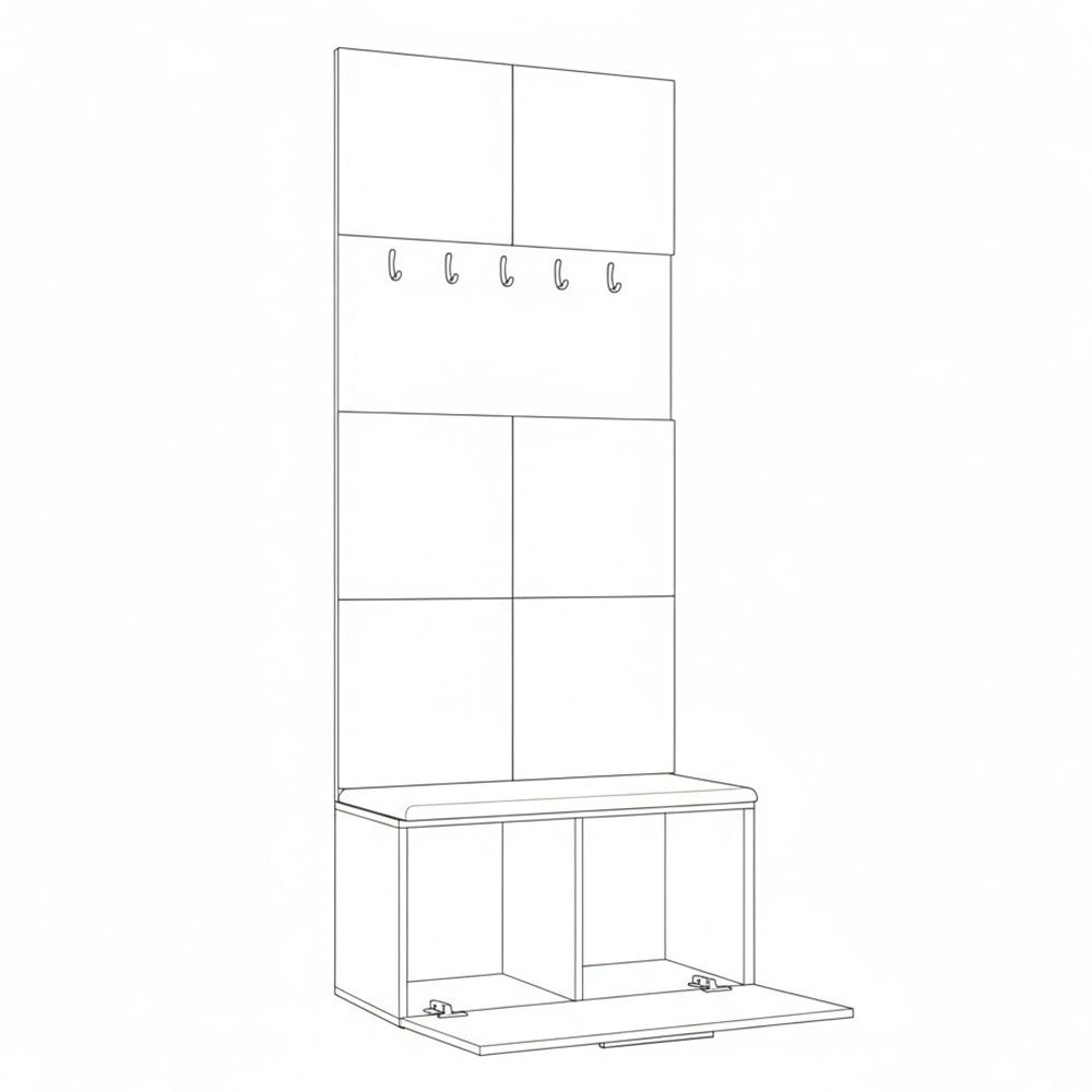 Masseno Garderobenschrank MODULO 80,6 x 204 cm Flurmöbel Garderoben-Set Schwarz