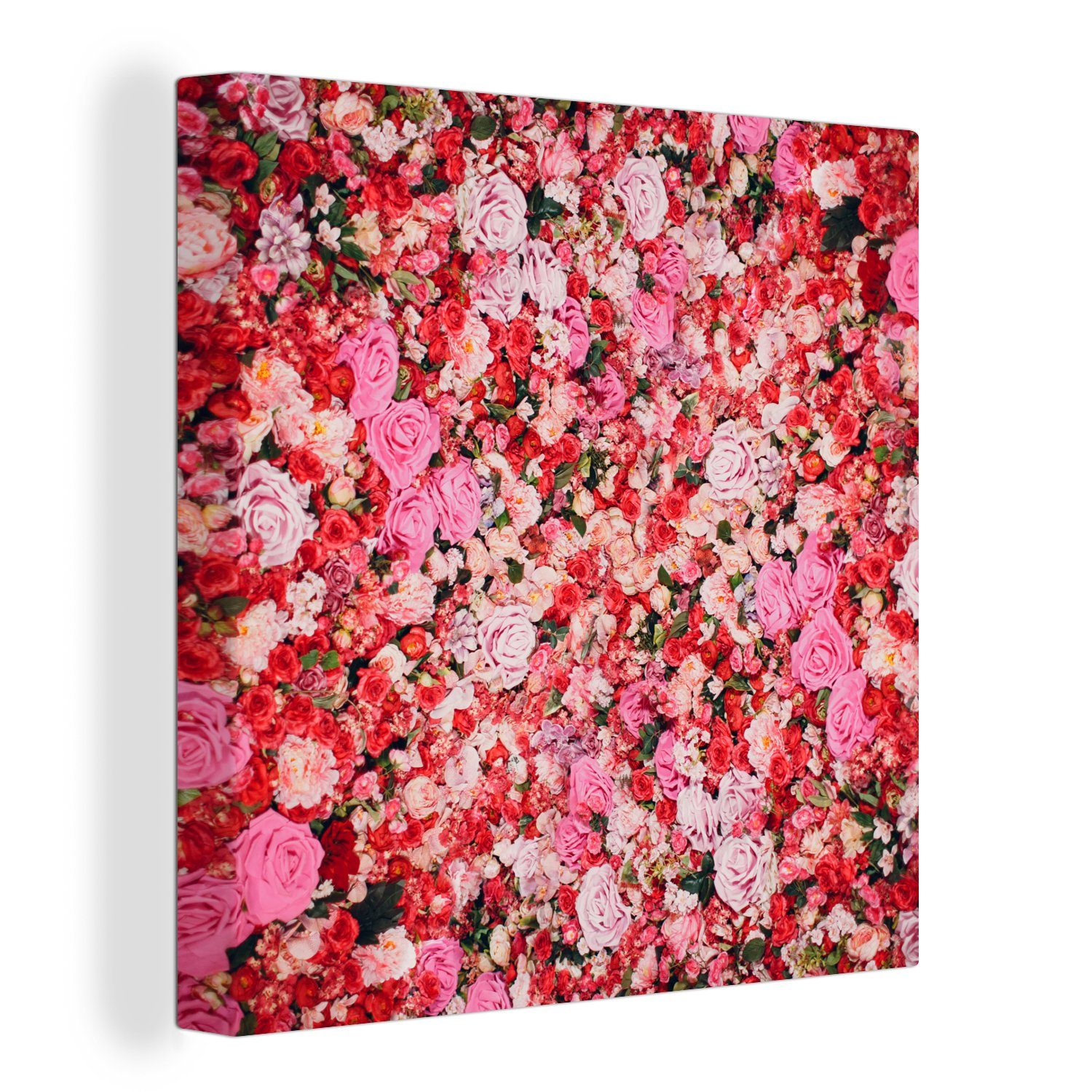 OneMillionCanvasses® Leinwandbild Blumen - Farben - Rosen, (1 St), Leinwand Bilder für Wohnzimmer Schlafzimmer