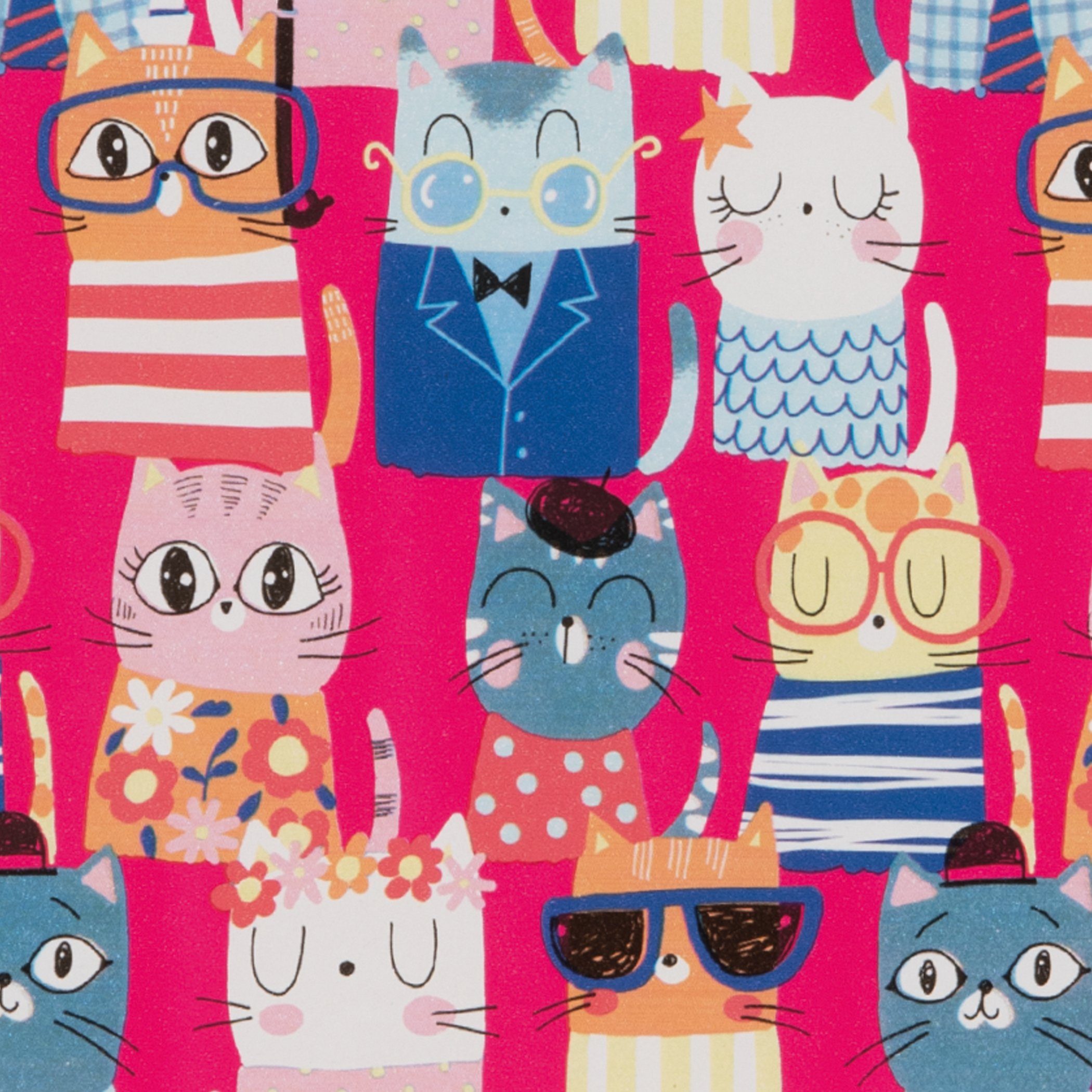 Star Geschenkpapier, Geschenkpapier Katzen feiern Strandparty 70cm x 2m Rolle bunt / pink