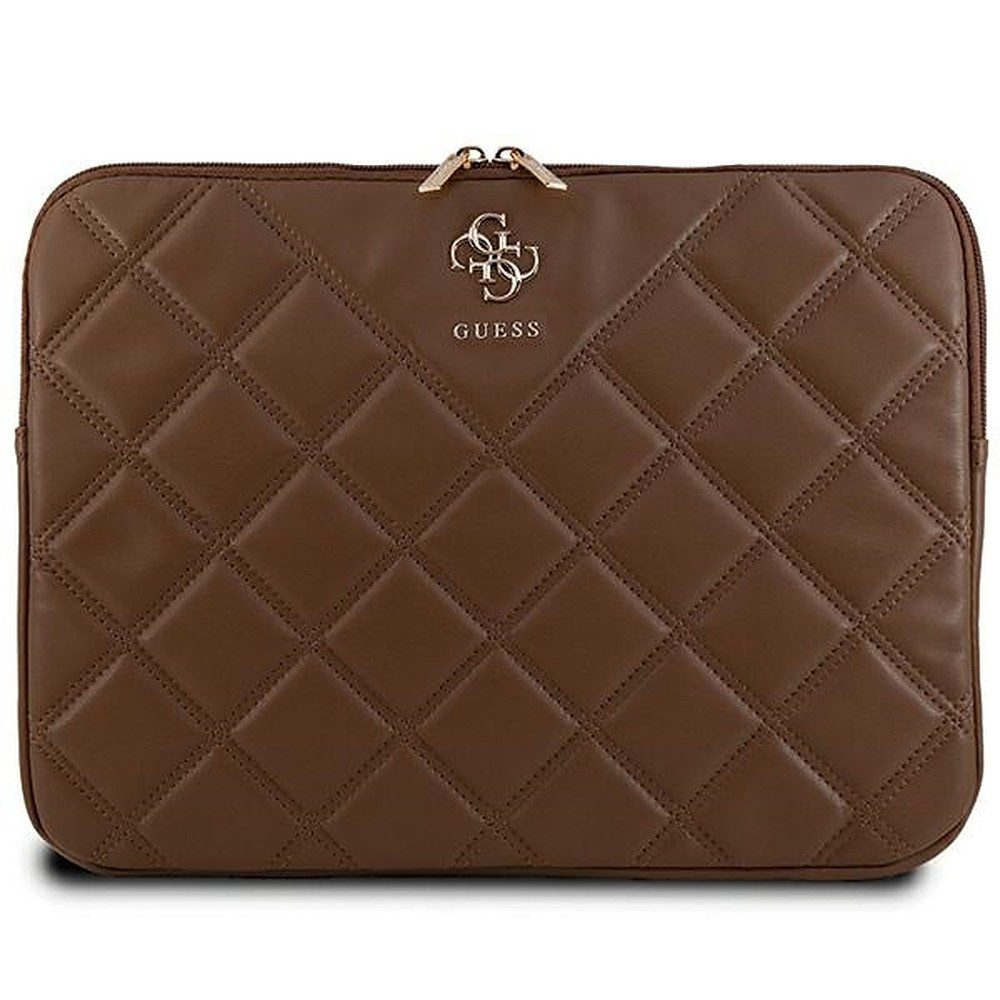 Guess Laptoptasche Laptophülle Schutzhülle Businesstasche (Spar-Set, 1-tlg., 34 x 26 x 3 cm leicht), Steppoptik, goldfarbene Beschläge, 14 Zoll