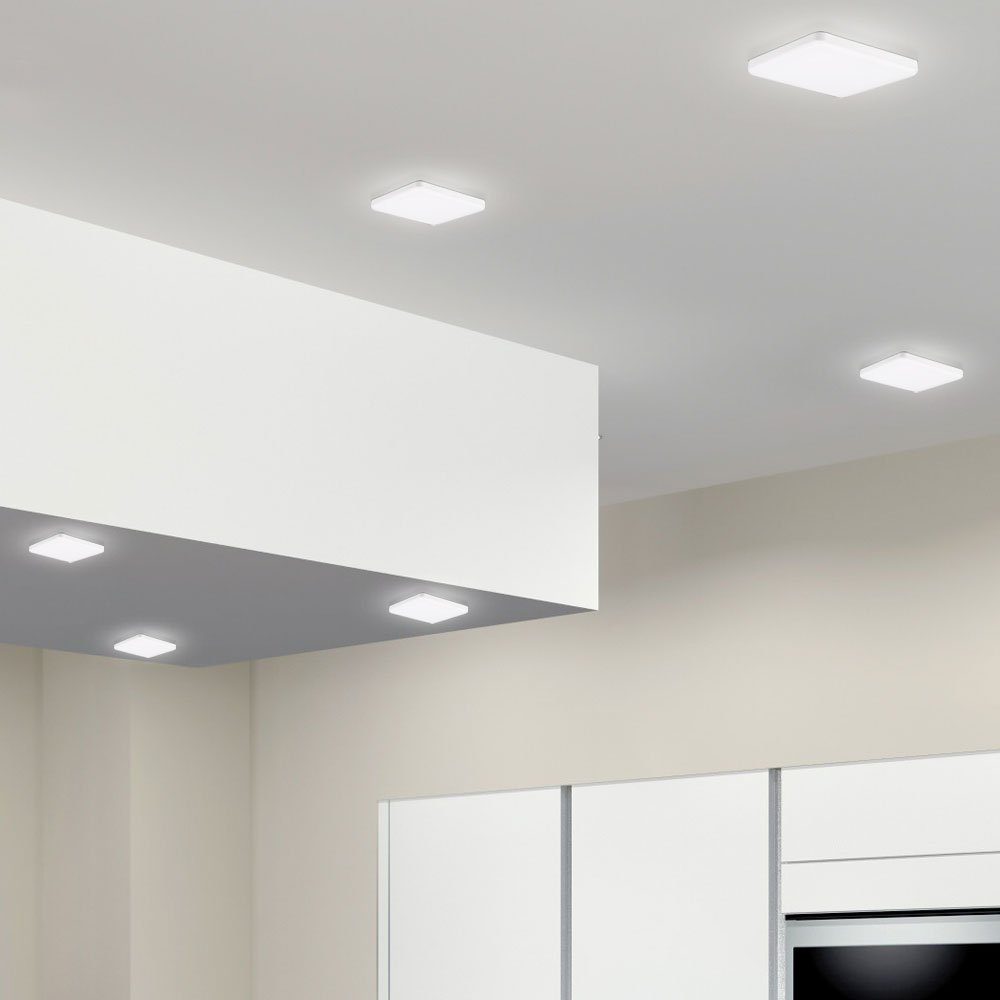 etc-shop LED Deckenleuchte, LED-Leuchtmittel Wohn Panel Einbau Neutralweiß, Design LED Decken ALU Zimmer fest verbaut, 6er Set weiß Leuchte