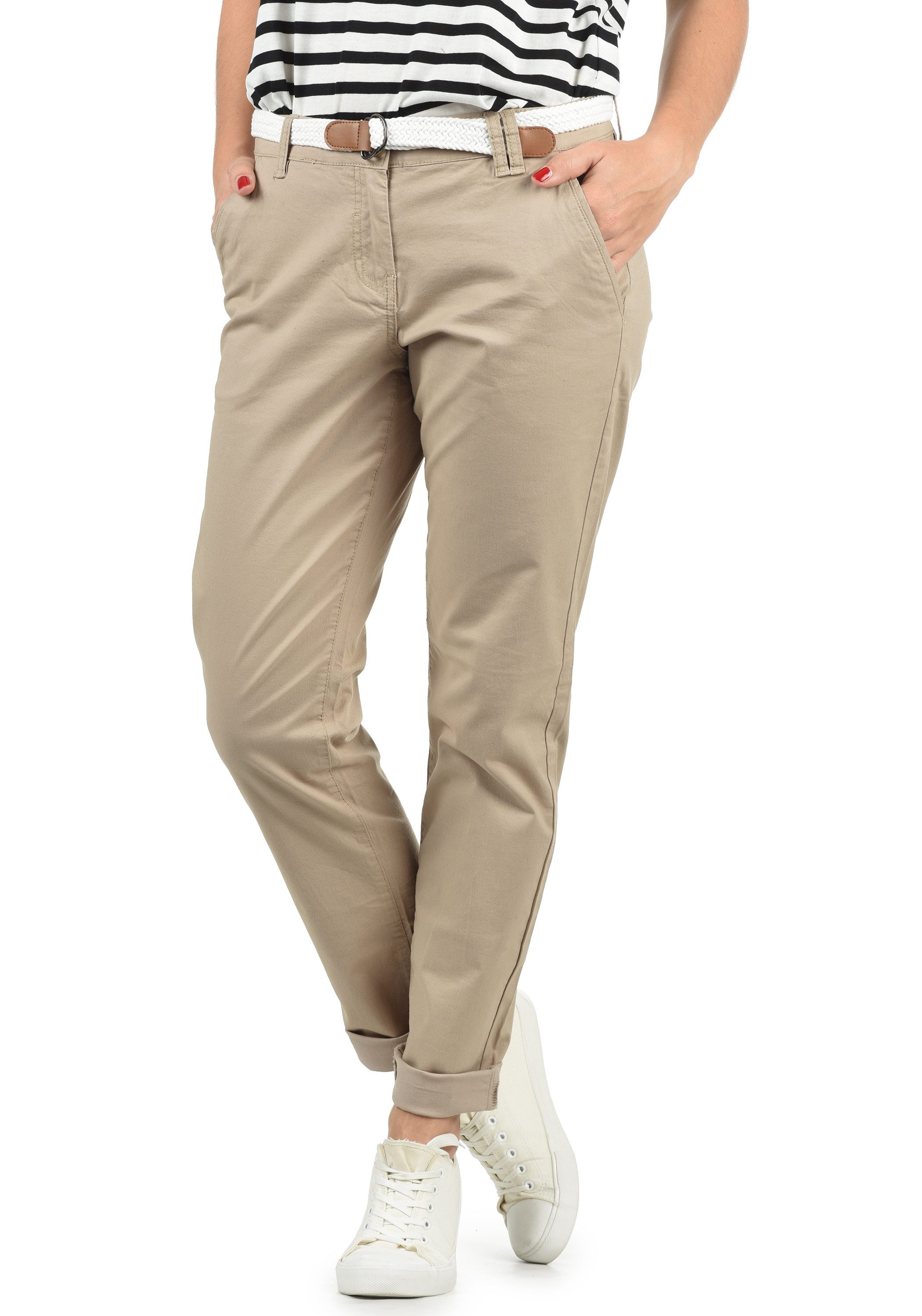 DESIRES Chinohose Chakira lange Hose mit Gürtel in geflochtener Optik