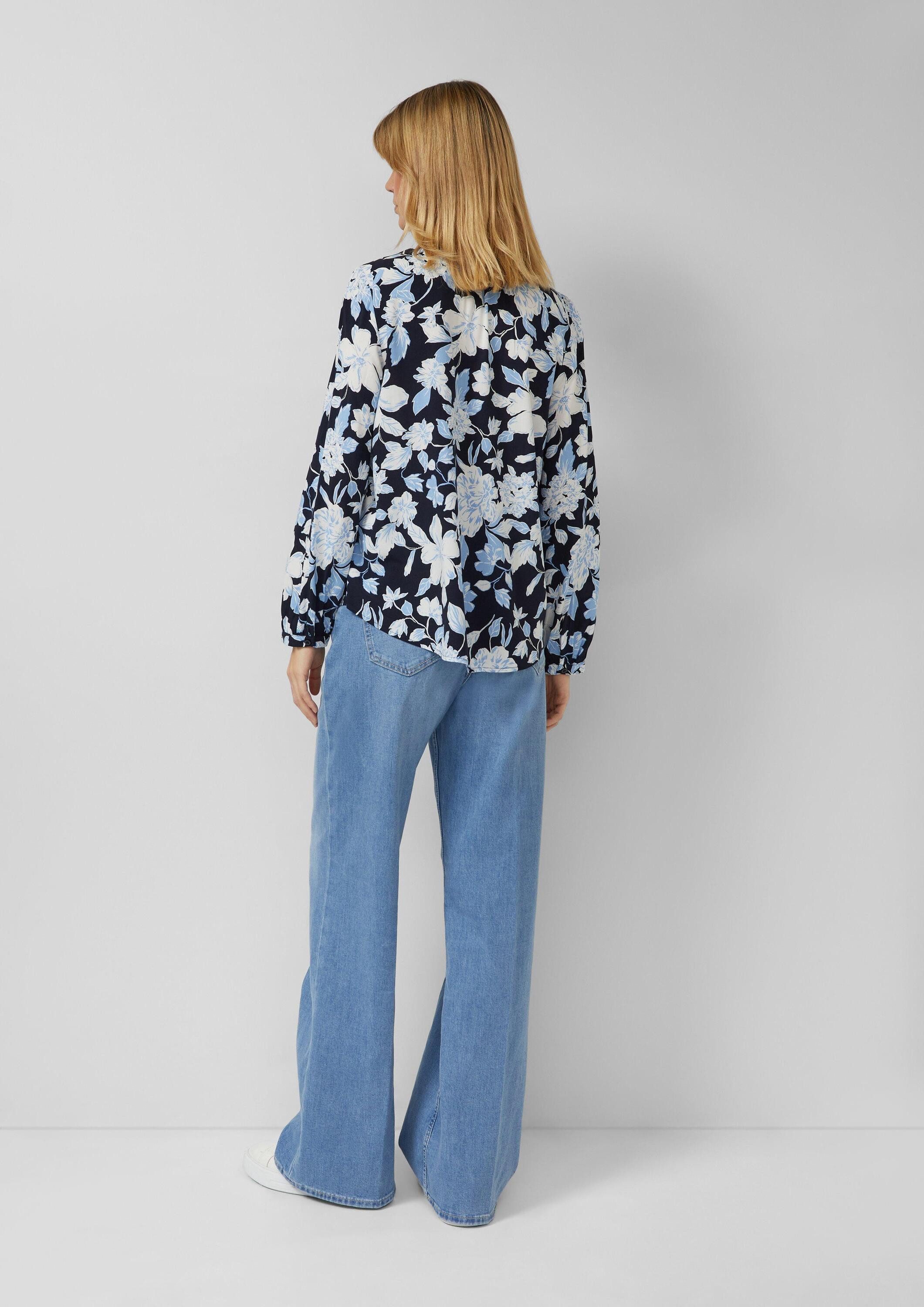 s.Oliver Langarmbluse Bluse Fließende Viskose-Bluse mit All-over-Print