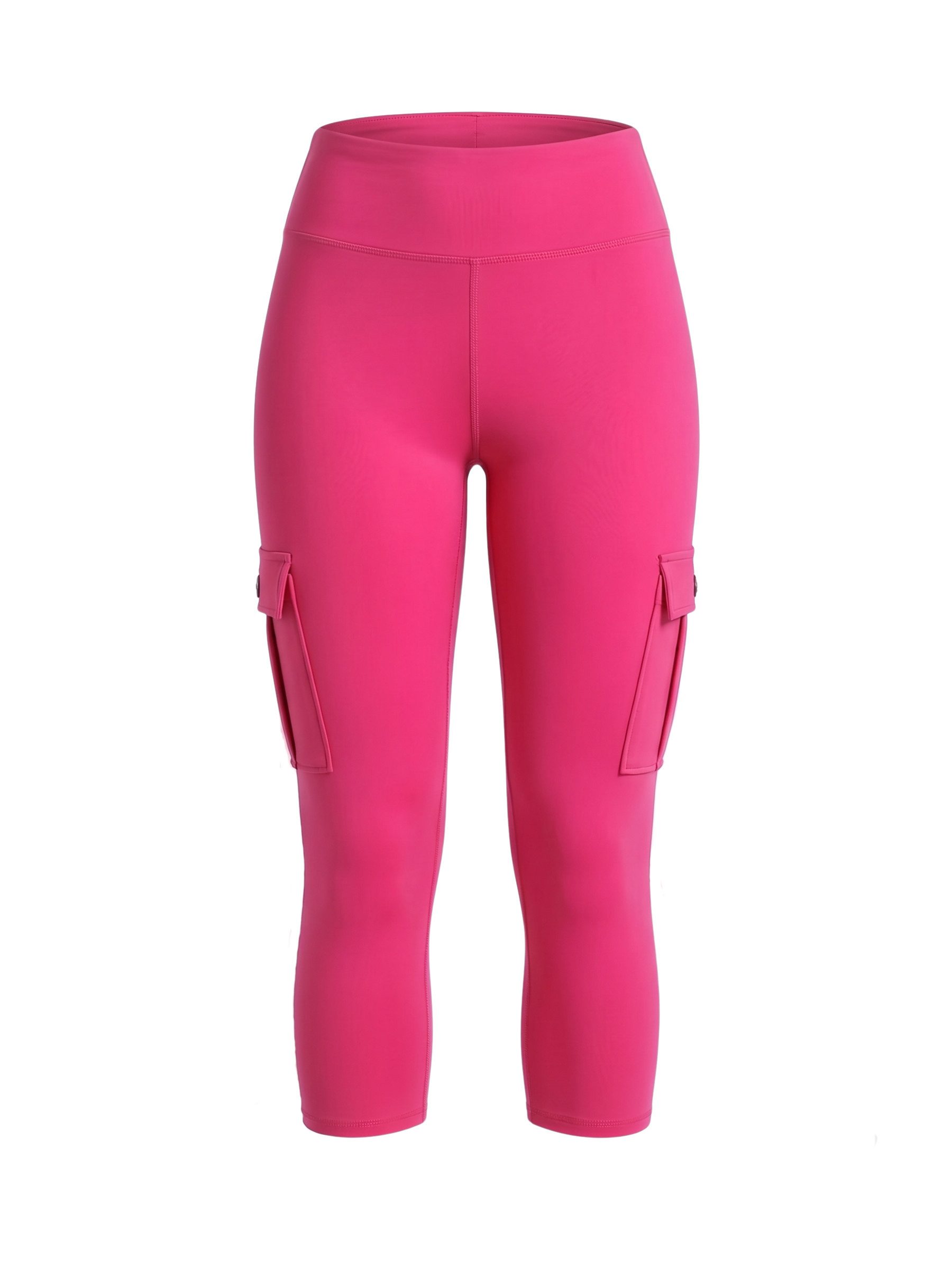 FemmeTone Caprileggings High Waist Sport-Leggings Damen – Yoga & Workout Stretch-Leggings Cargo-Capri-Leggings mit Handy-Taschen – 3/4 Sport Tights