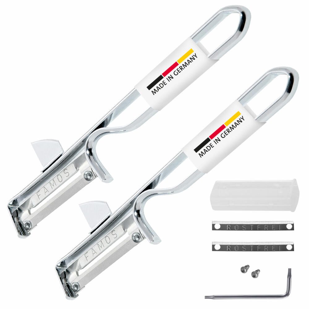 WESTMARK Sparschäler 2 Stk, mit geschärftem Ausstecher, inkl. Ersatzklingen-Set, Pendelschä, Made in Germany, rostfrei, langlebig