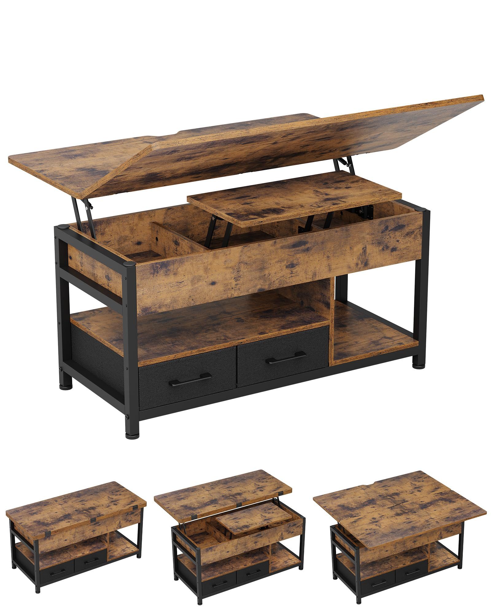 MSMASK Couchtisch 3-in-1-Multifunktions-Wohnzimmertisch mit 2 Schubladen, K günstig online kaufen