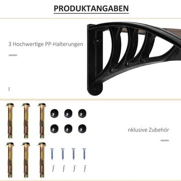 Outsunny Pultvordach Vordach, Markise, Wasserbeständig, 75 x 195 x 23cm (Schutzdach, 1 St., Pultvordach), UV-Beständig