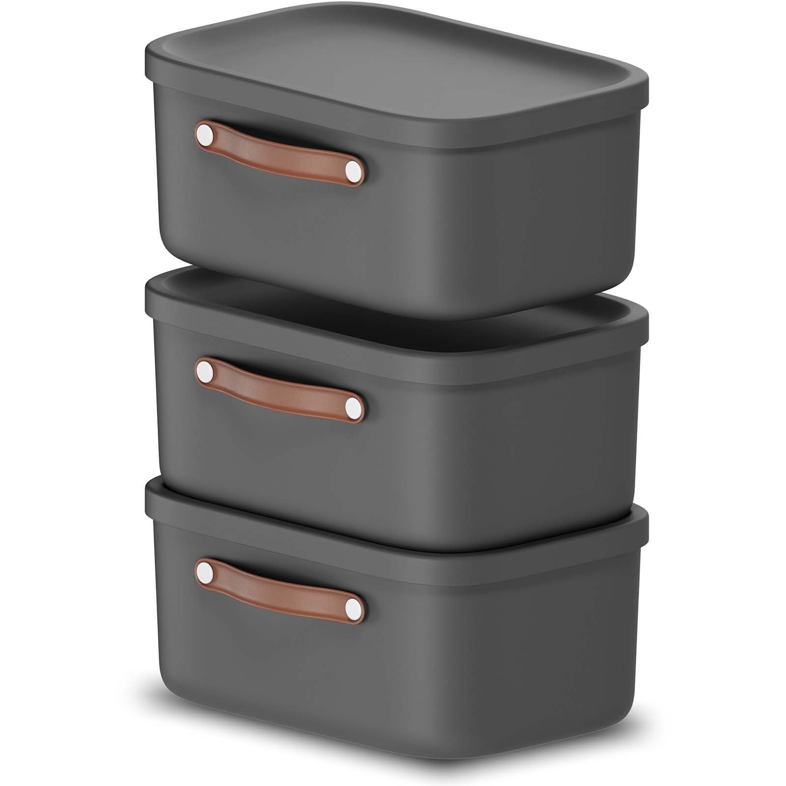 Stapelbox 3er-Set Kiste mit Deckel Maloja 12l