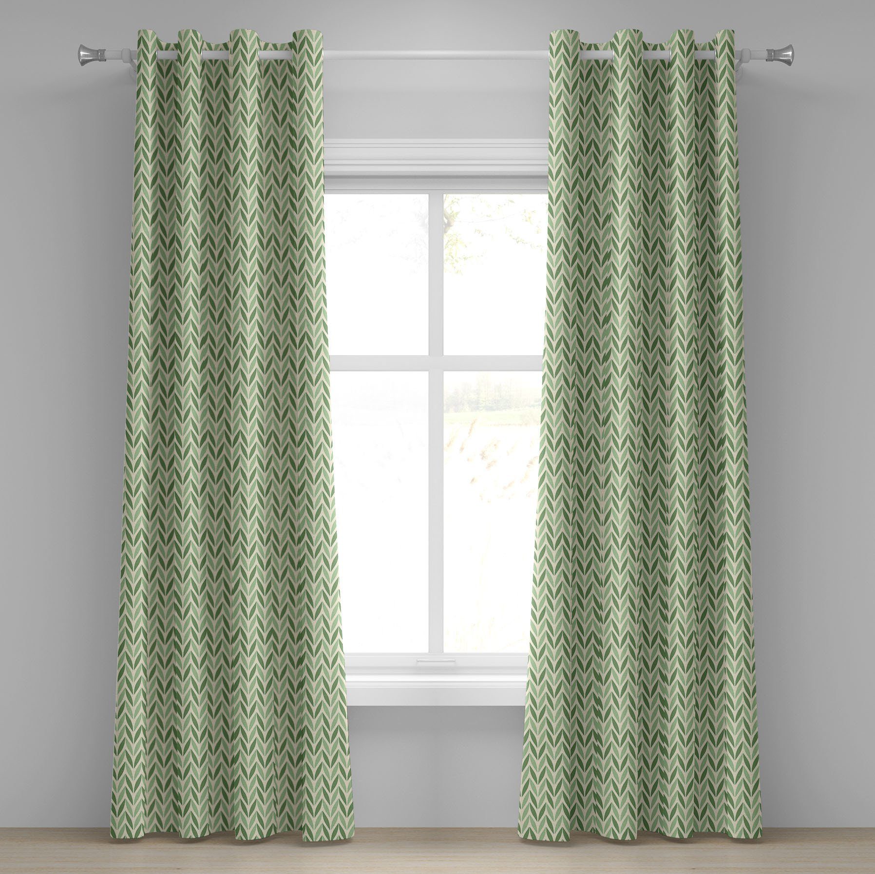 Gardine Dekorative 2-Panel-Fenstervorhänge für Schlafzimmer Wohnzimmer, Abakuhaus, Botanisch symmetrische Grün