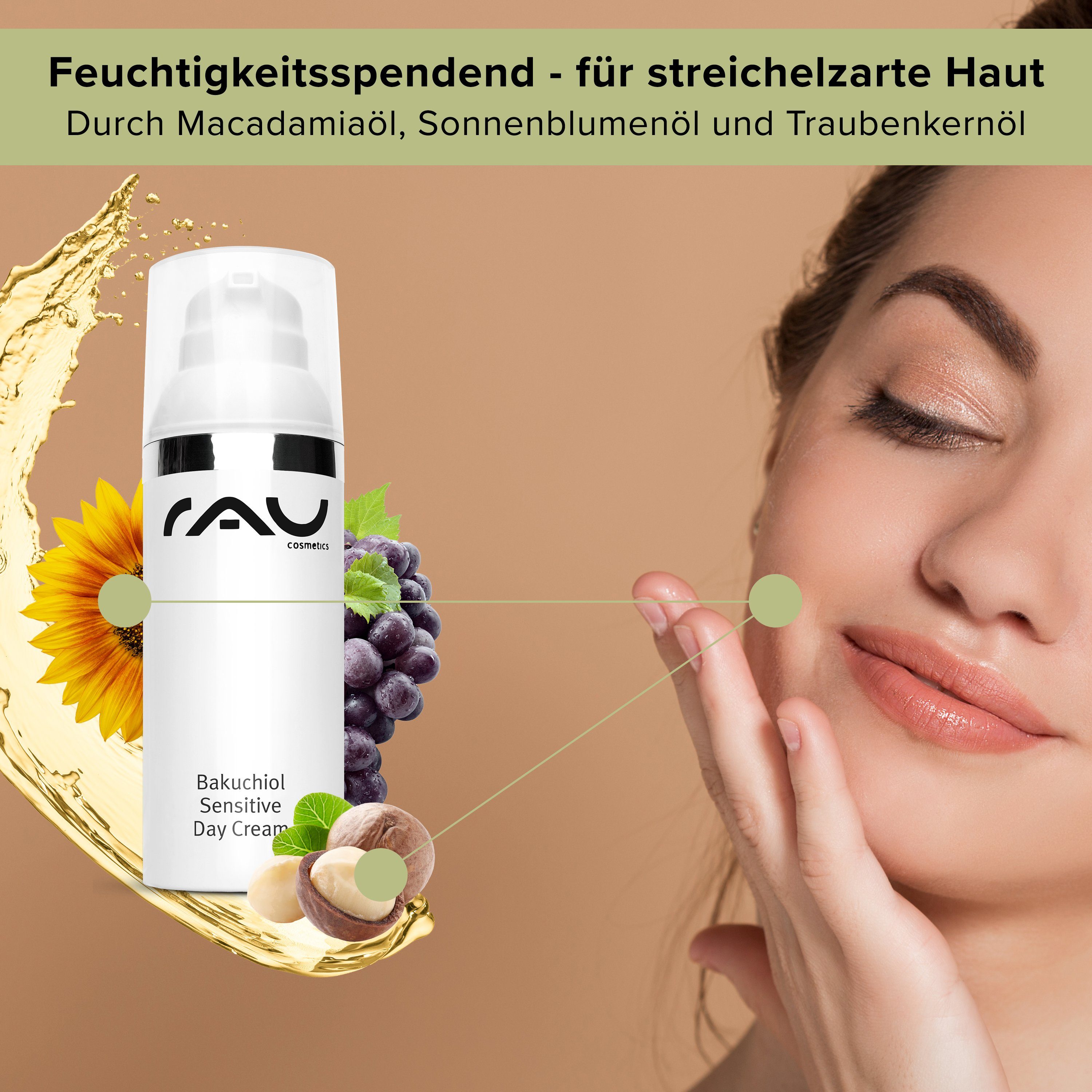 Cream, Anti-Aging-Creme Gesichtscreme RAU Day 1-tlg., Cosmetics RAU Bakuchiol Sensitive Cosmetics