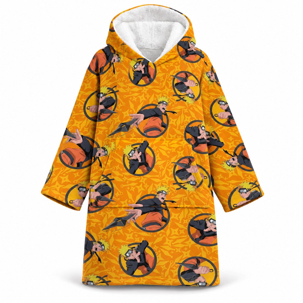 Naruto Sweatponcho Naruto Shipudden Herren Kuschelponcho Kuscheldecke mit Ärmeln Kapuze Tasche