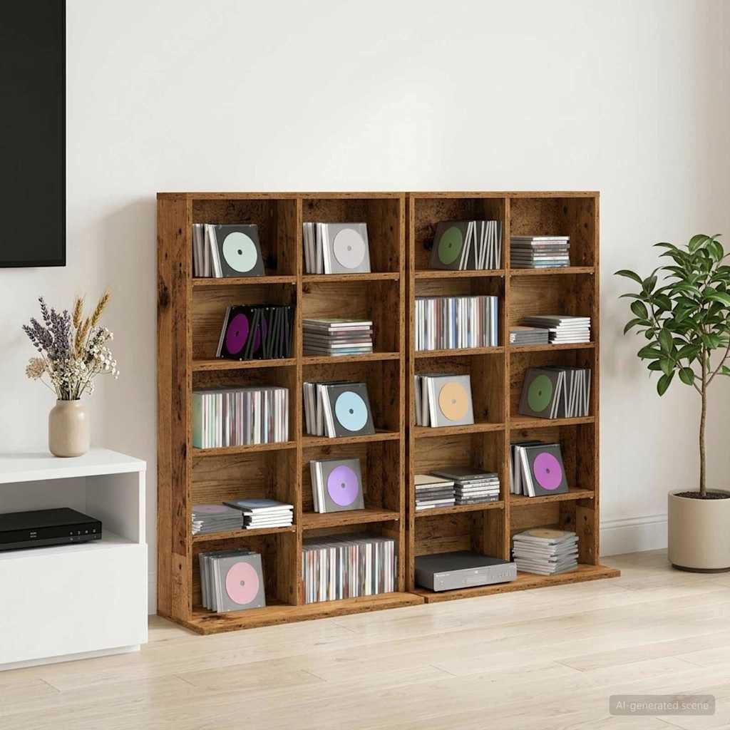 vidaXL Schranksystem CD Regal 2 Stk. Altholz 65 x 23,5 x 97,5 cm Holzwerkstoff (2-St)