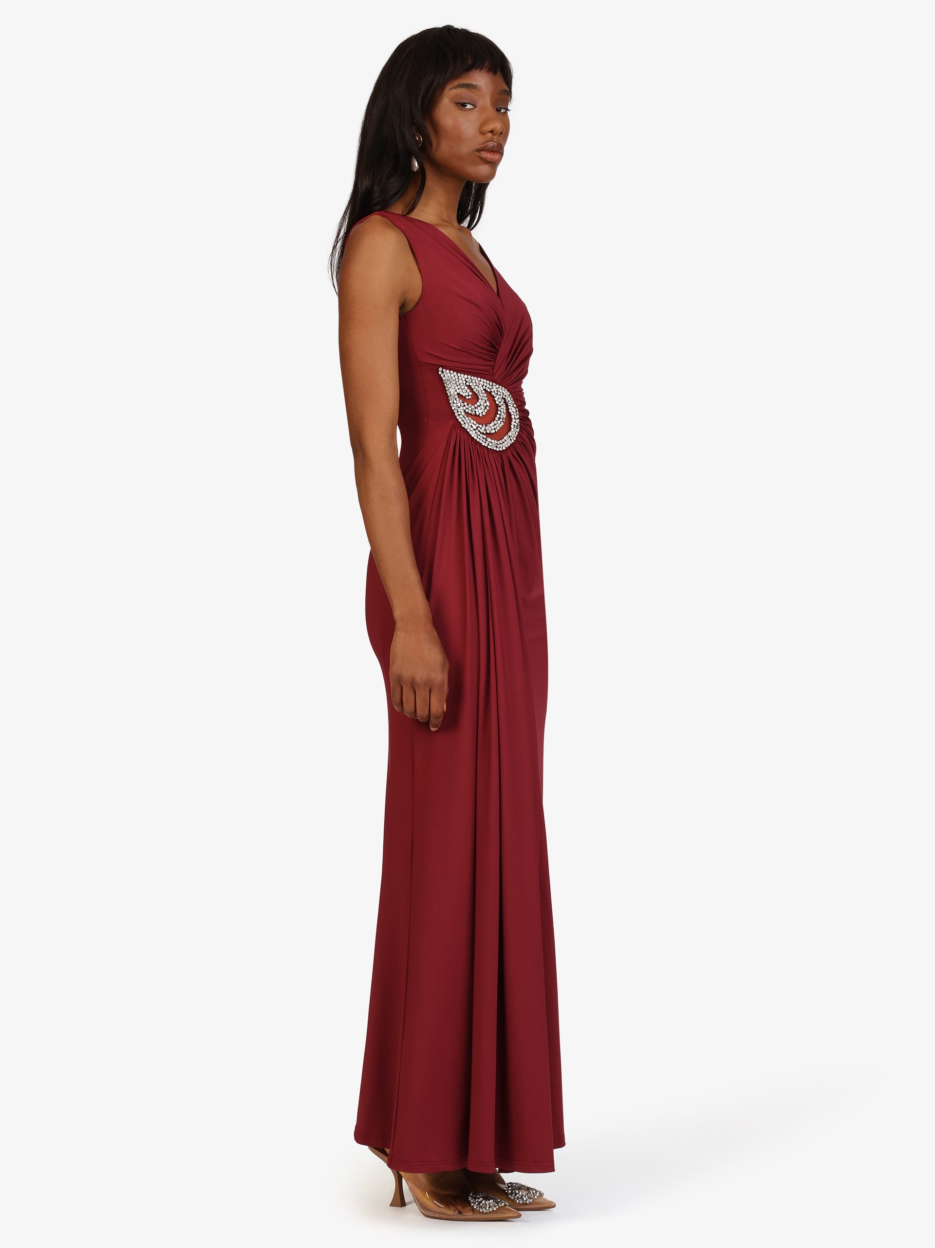 Kraimod Abendkleid mit Drapierung und Zierstein-Detail