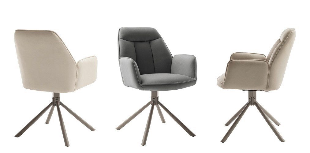 MCA furniture Esszimmerstuhl 2er Set Stuhl Rafaela mit Armlehnen, drehbar, anthrazit / taupe matt (2er-Set)