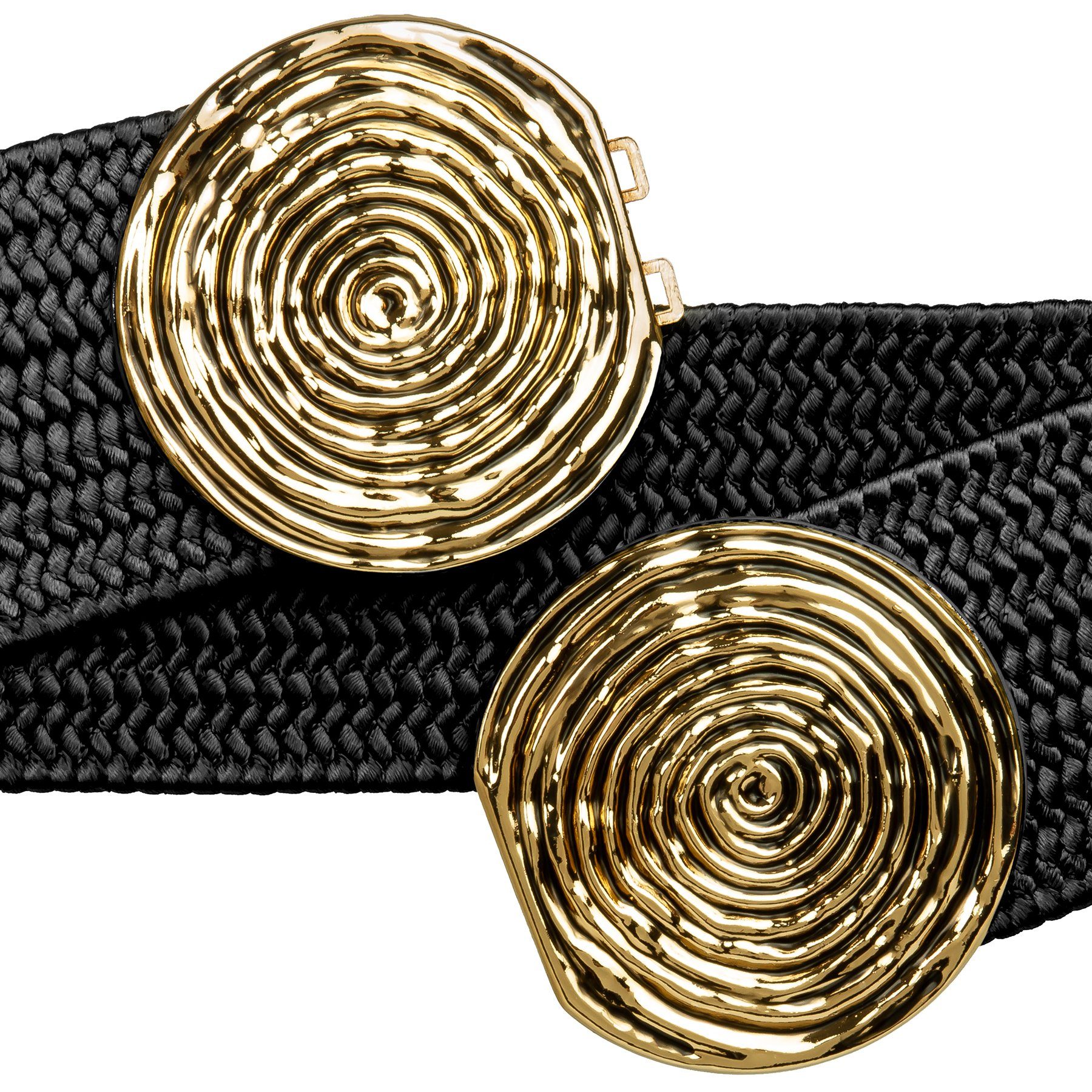 Caspar Taillengürtel GU325 für Damen elastisch mit goldfarbener Doppelschnalle