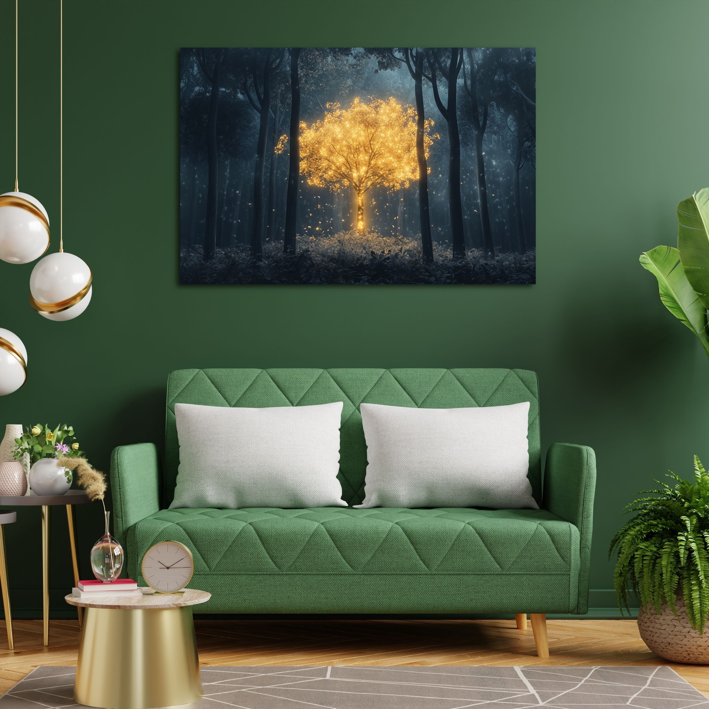 DARO Design Leinwandbild Modern Abstrakt Wandbilder XXL Wandbild Wand Deko Leinwand Bilder, (goldfarbener Baum - Bild Groß Wohnzimmer Schlafzimmer Küche Esszimmer Einteilig Querformat Fotodruck Leinwände Wanddeko Abstrakte Kunst Boho), 30x20cm
