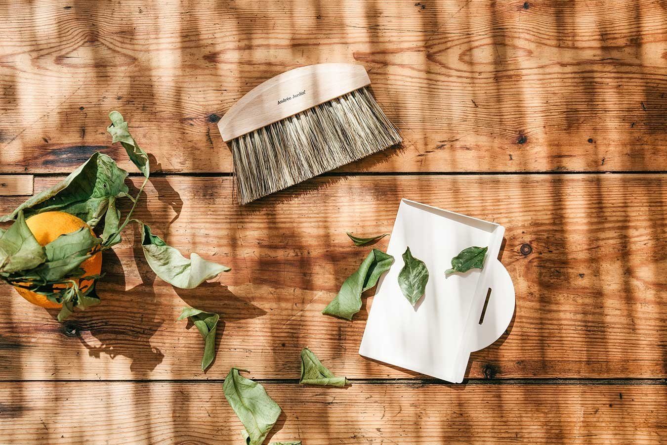 Andrée Jardin Krümelkehrer Krümelbesen Set Clynk Natural Collection weiss