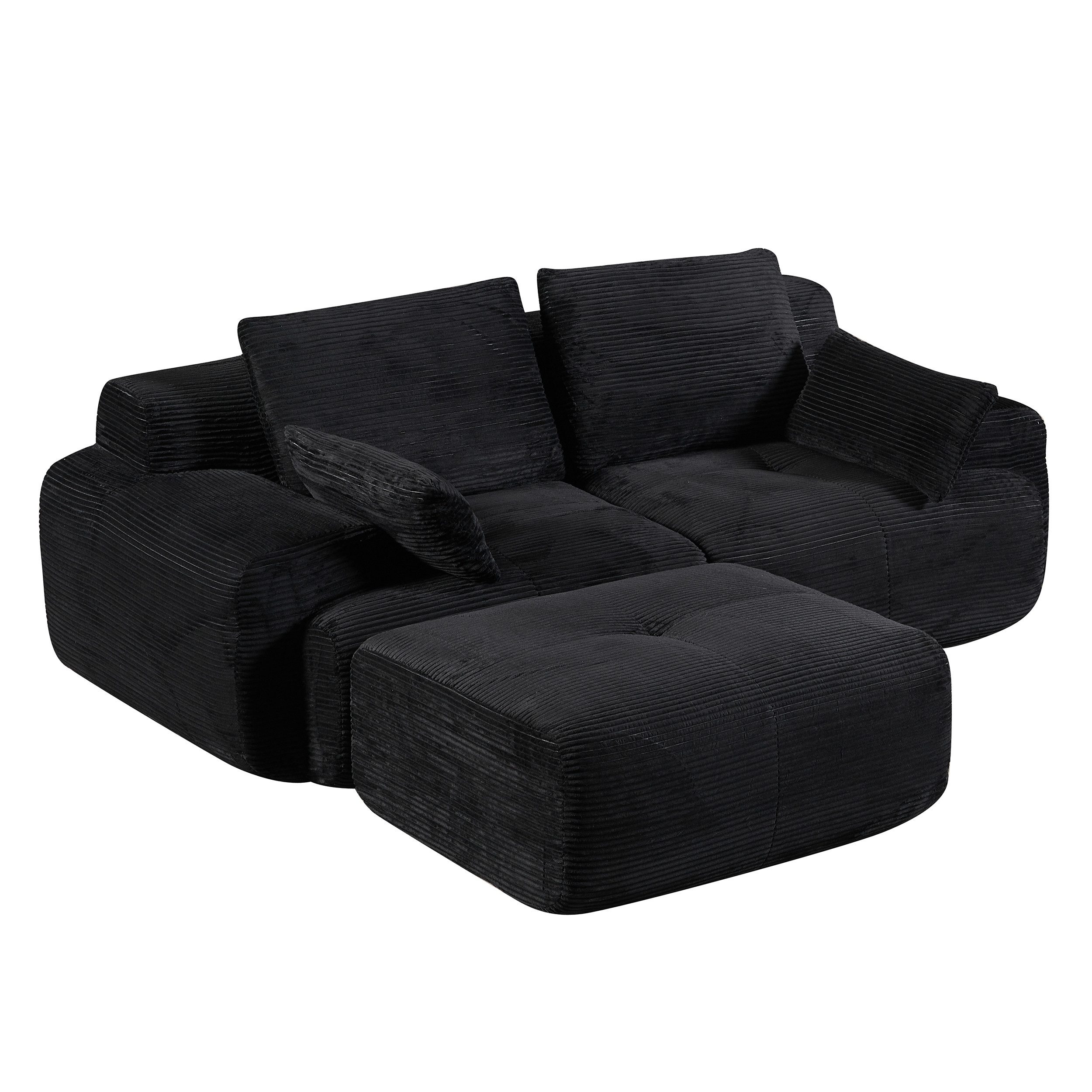 Leawin Sofa 2-Sitzer Sofa ohne Montage, Cordstoff, ergonomisch & platzsparend, Modulares Sofa mit 32D Polsterung für Wohnzimmer & kleine Räume